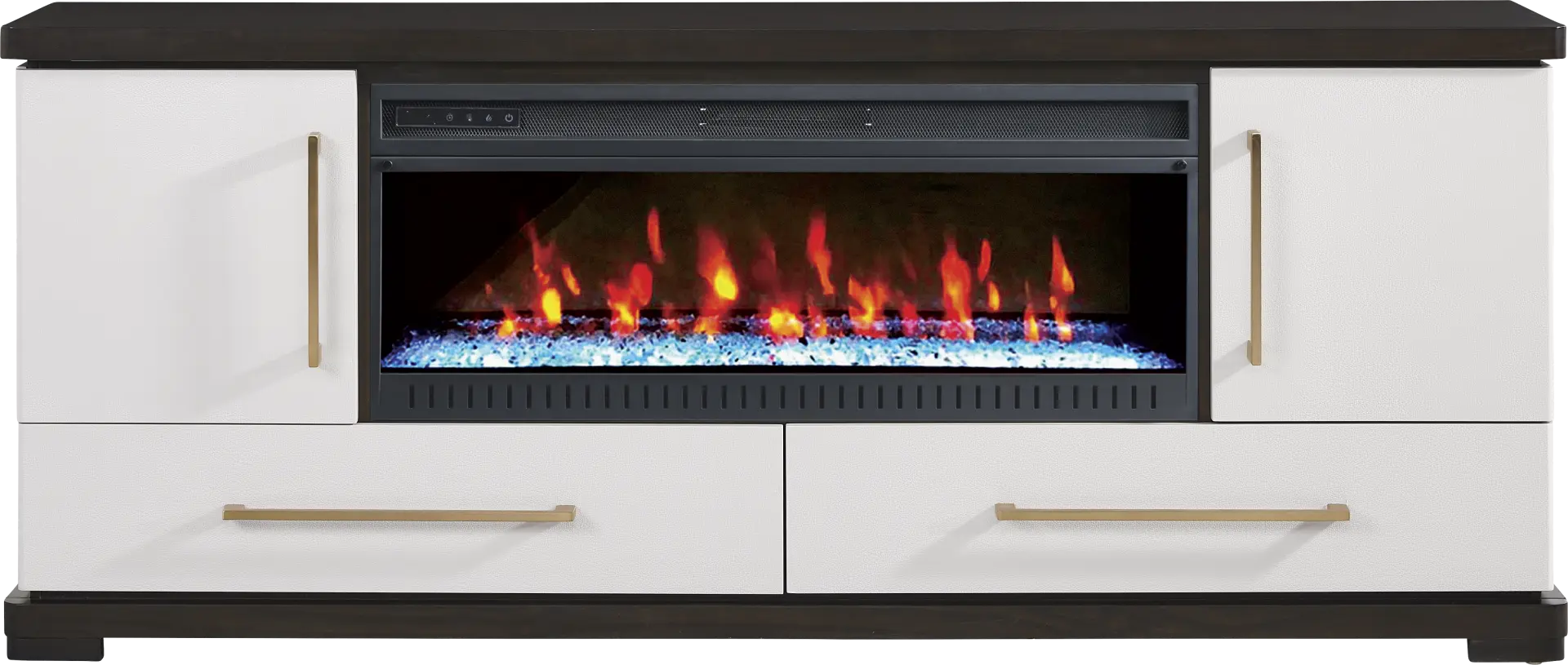 Elko Falls White 80 in. Console with Electric Fireplace