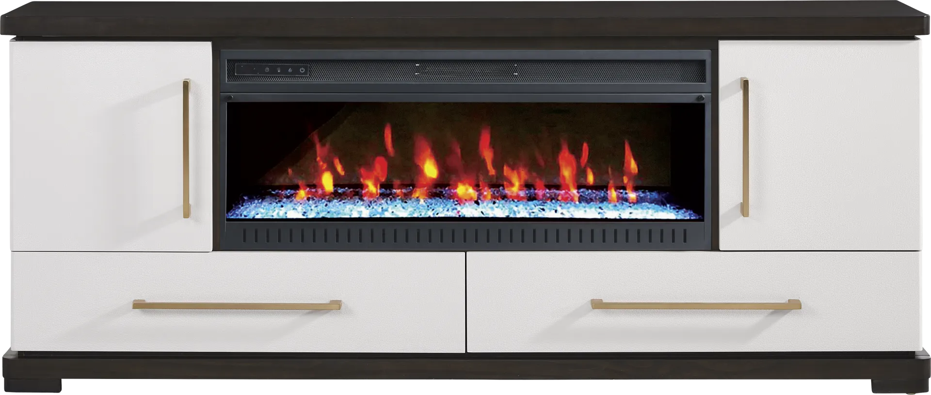 Elko Falls White 80 in. Console with Electric Fireplace - Image 1