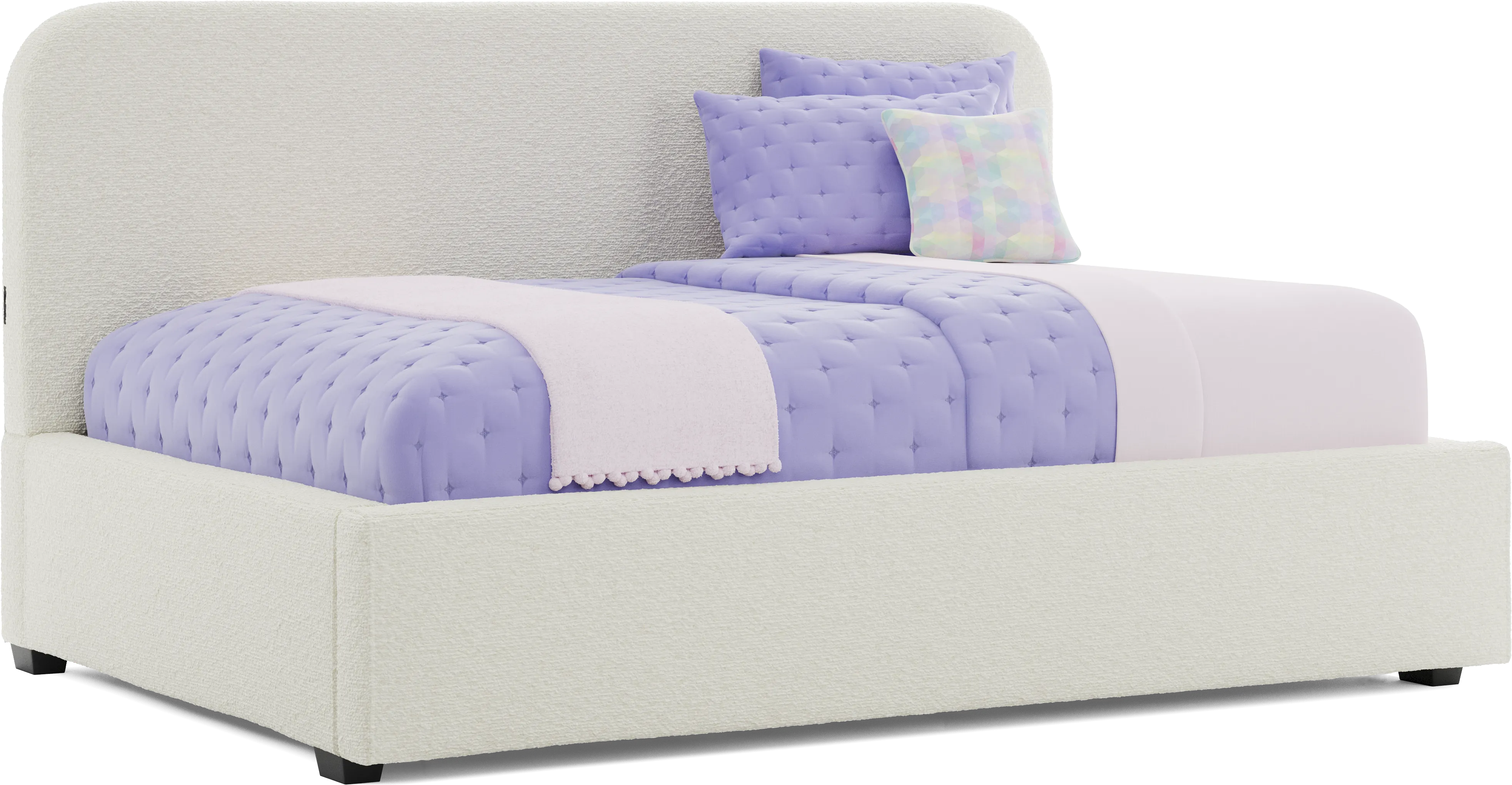 Kids Souxsie White Full Upholstered Lounge Bed - Thumbnail - Image 1