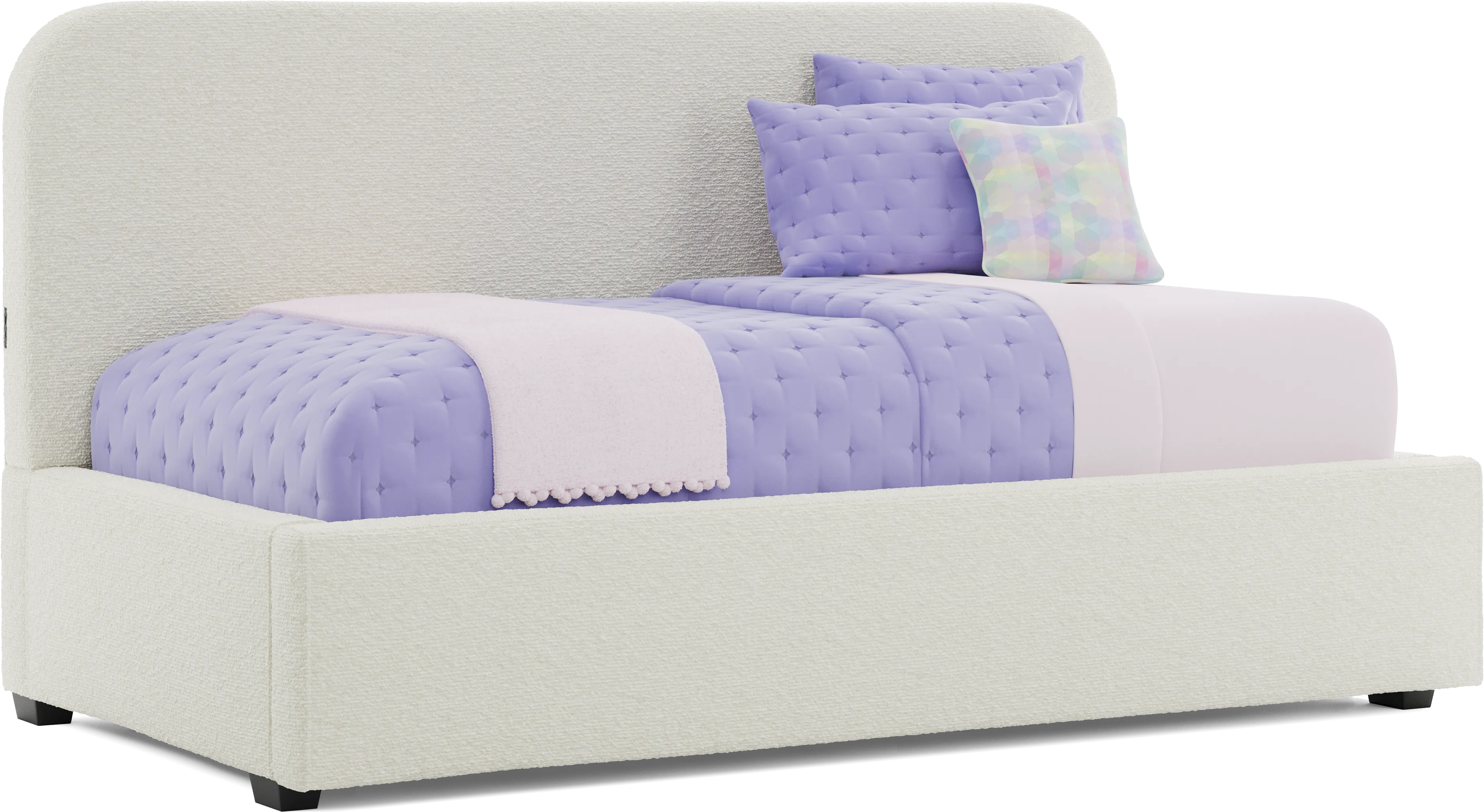 Kids Souxsie White Twin Upholstered Lounge Bed - Thumbnail - Image 1