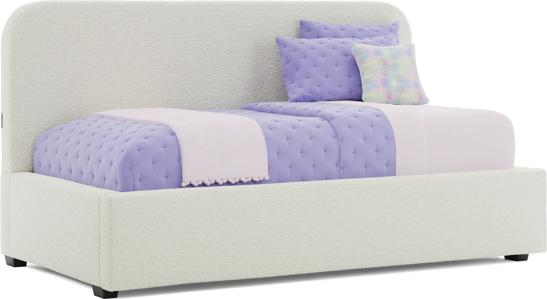 Kids Souxsie White Twin Upholstered Lounge Bed - Image 1