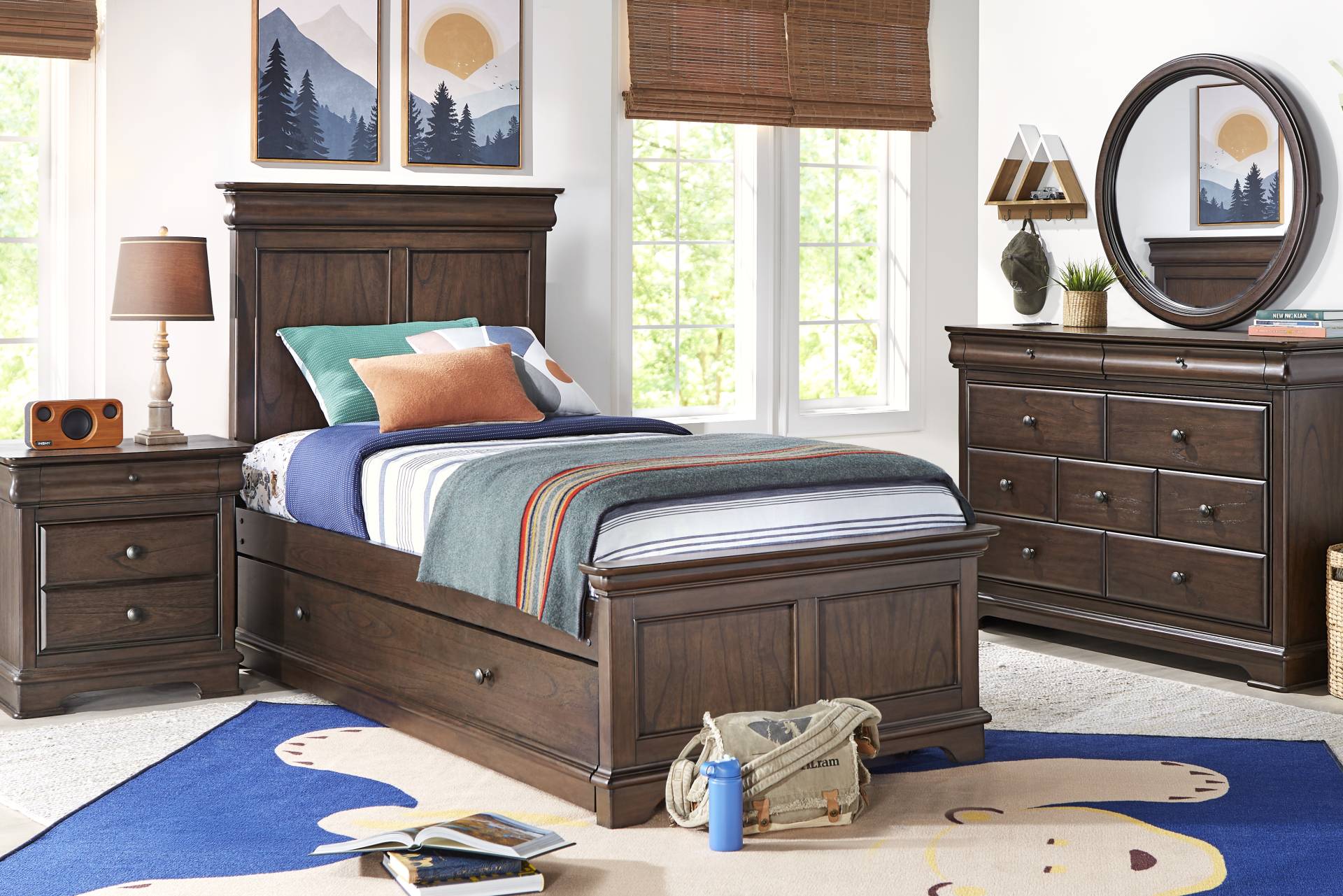 Kids Oberon Chocolate Twin Panel Bedroom full room