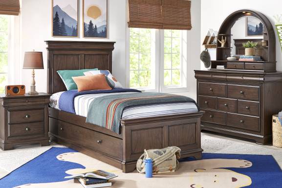 Kids Oberon Chocolate Arched Mirror with Hutch