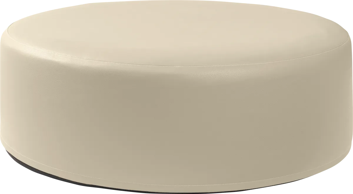 Bevina I Natural Beige,White Polyester Fabric Large Ottoman | Rooms to Go