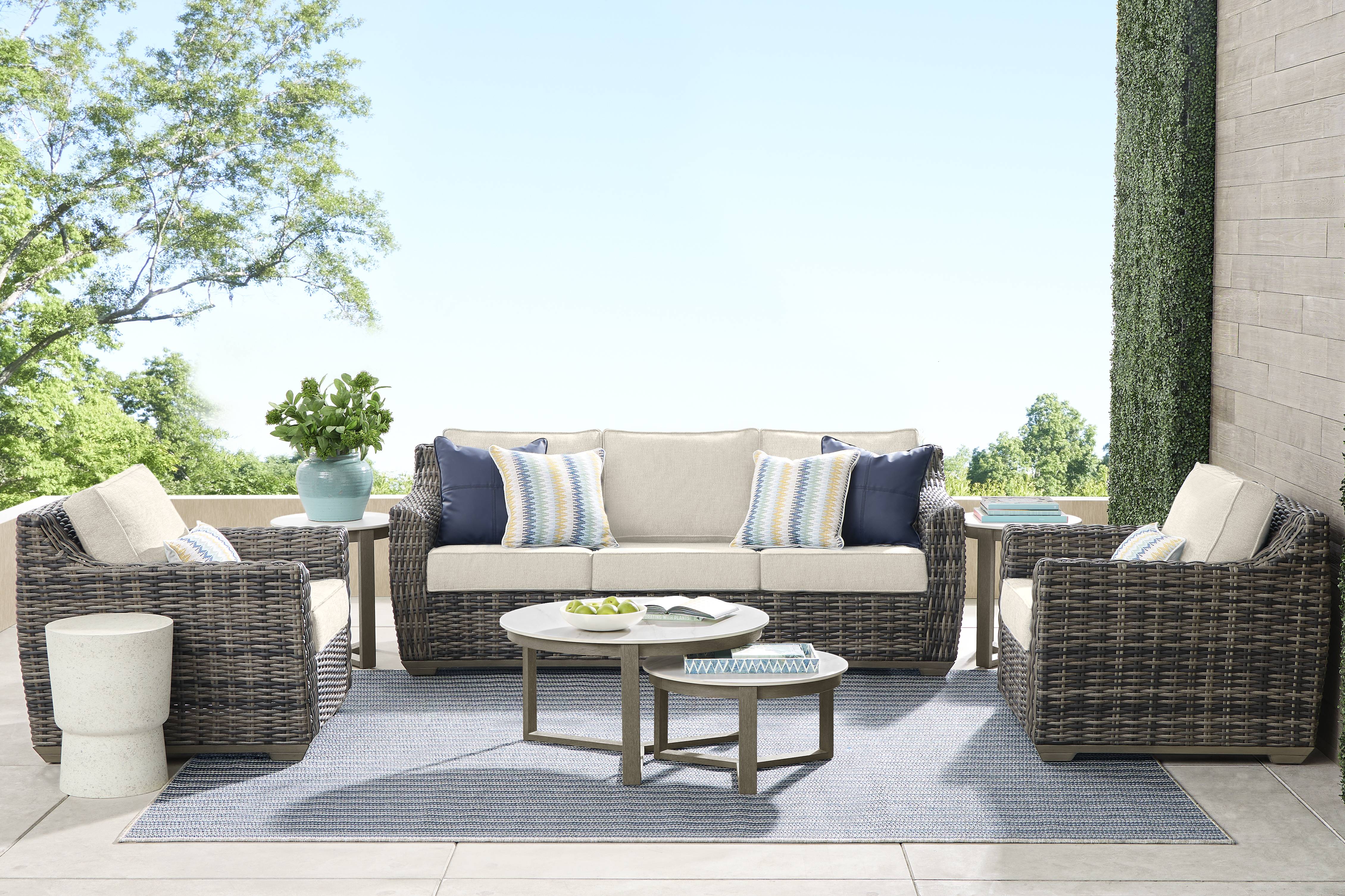 Montecello Gray 4 Pc Outdoor Seating Set with Twine Cushions - Thumbnail - Image 1