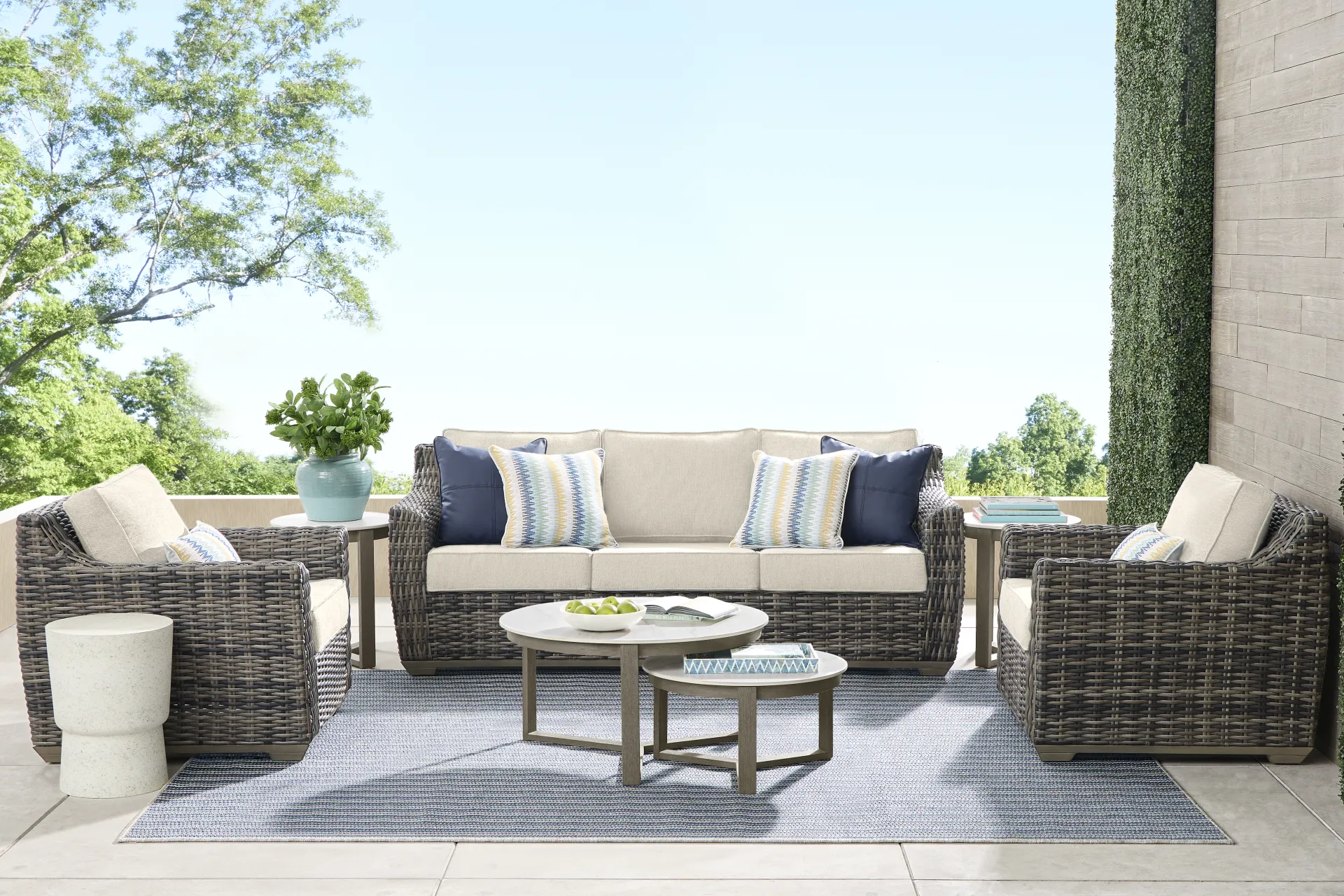 Montecello Gray Outdoor Club Chair with Twine Cushions - Image 1