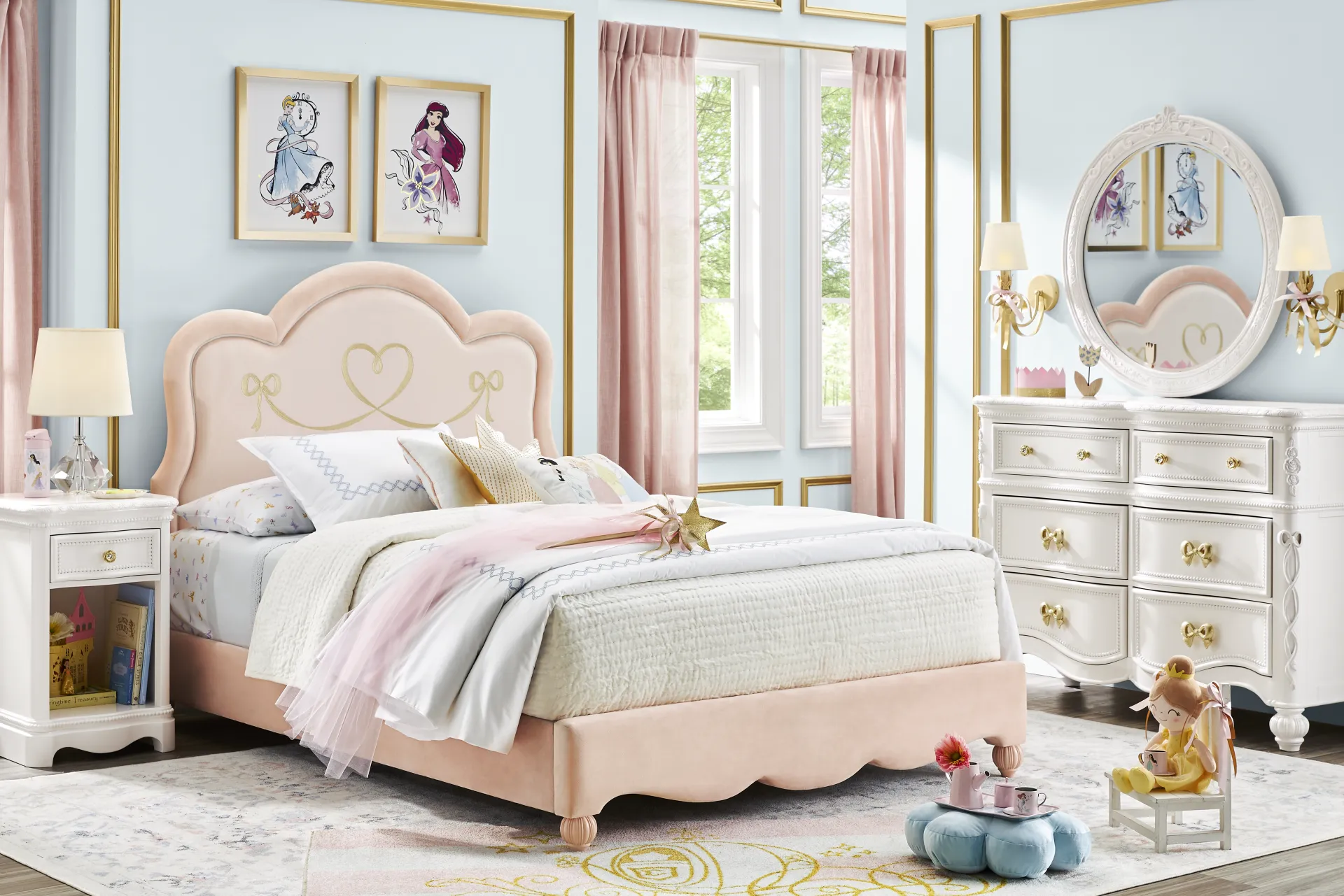 Disney Princess Pink Full Upholstered Bed - Image 1