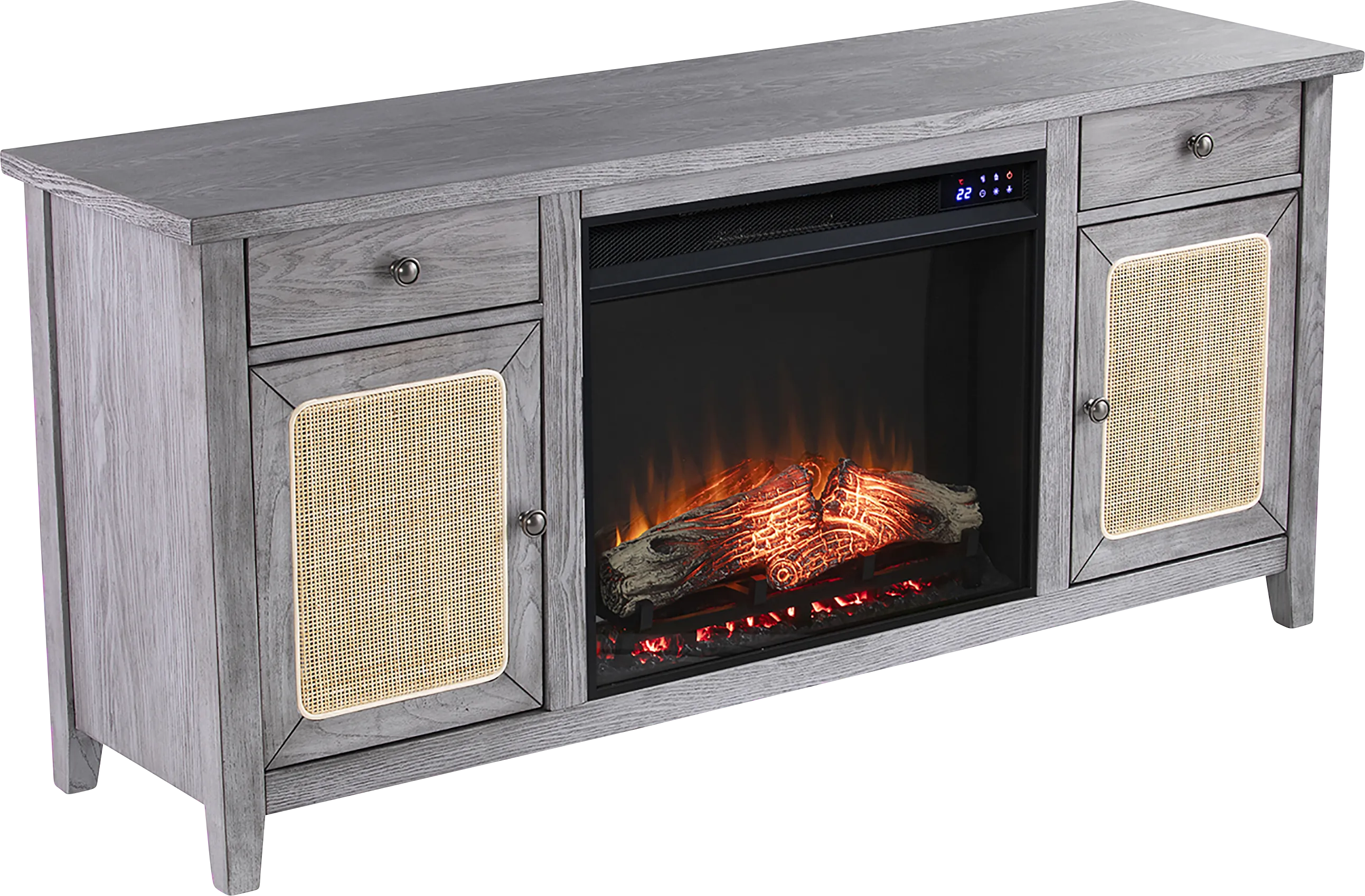 Welford IV Gray 58 in. Console with Touch Screen Electric Fireplace