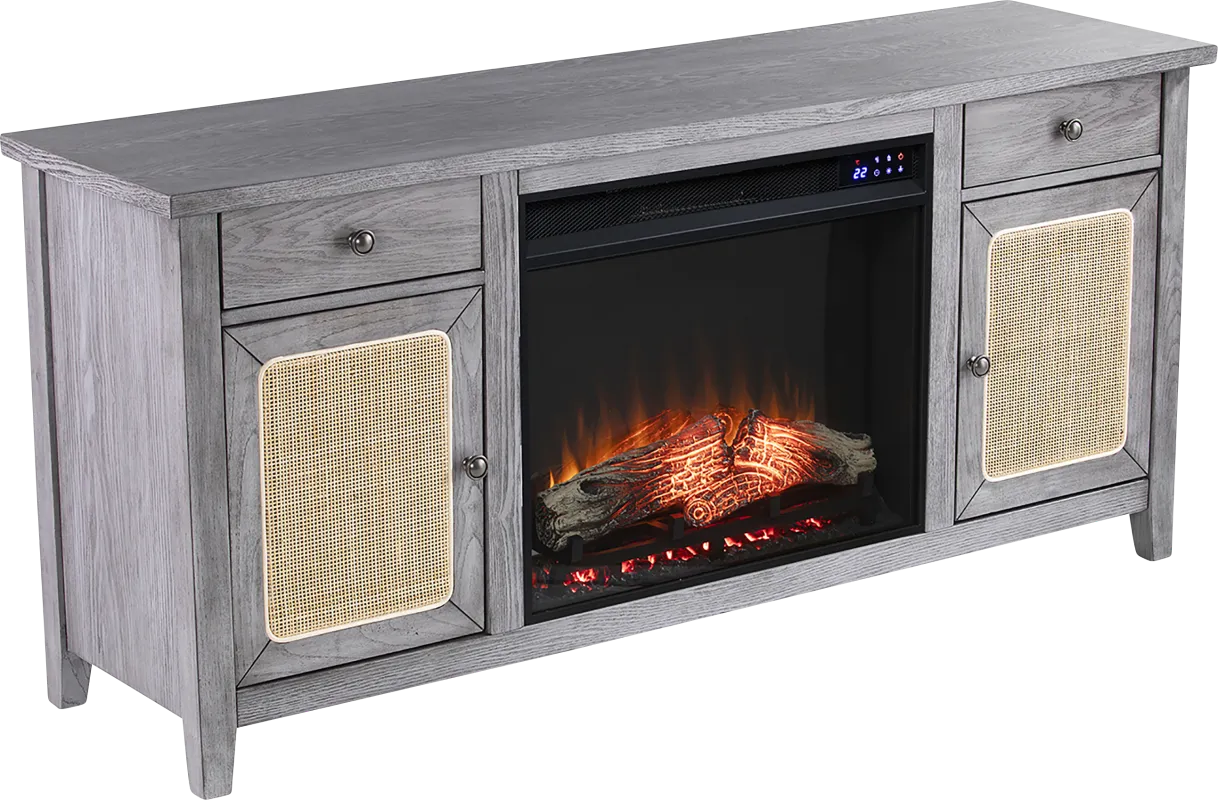 Welford IV Gray 58 in. Console with Touch Screen Electric Fireplace