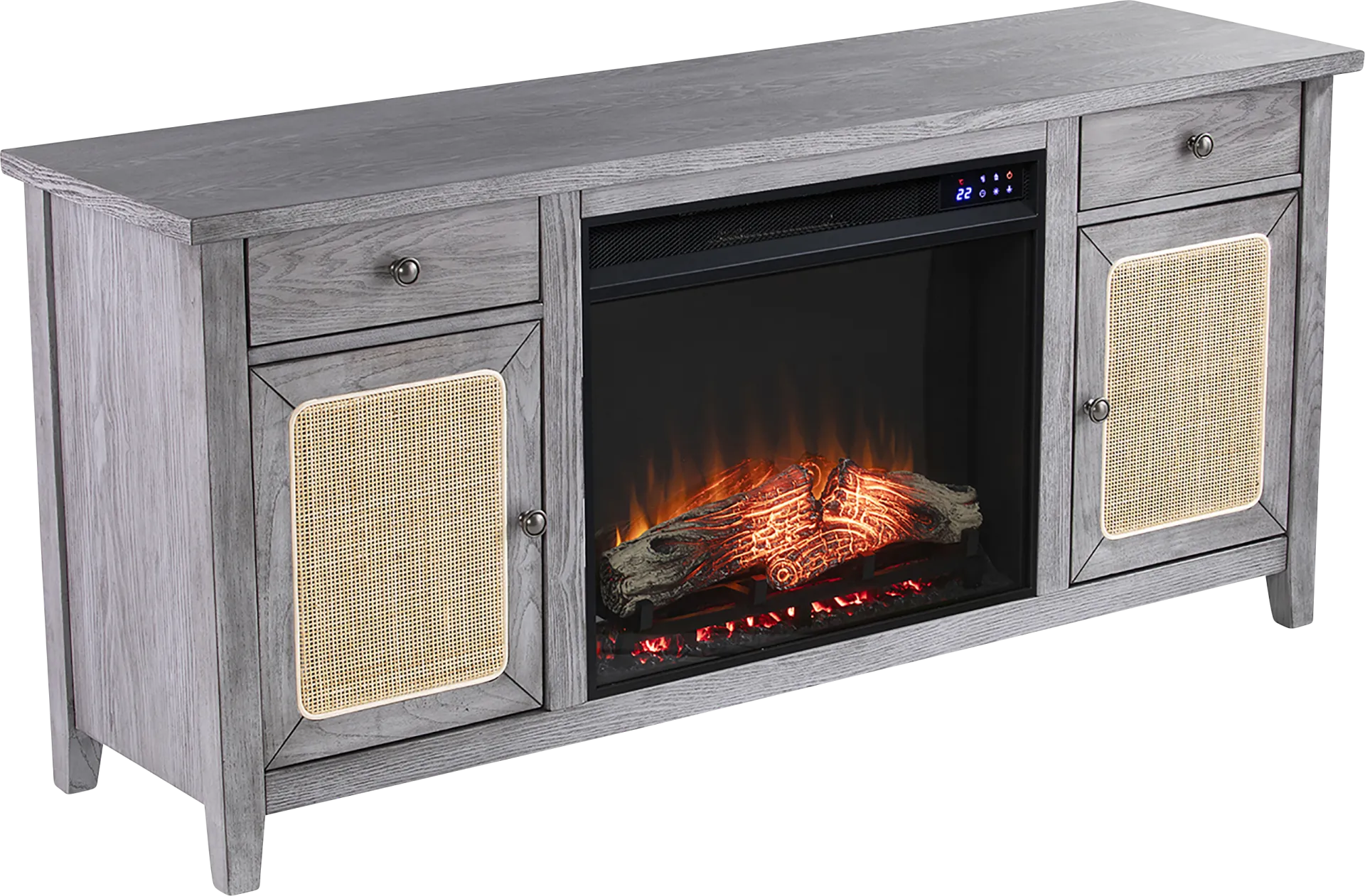 Welford IV Gray 58 in. Console with Touch Screen Electric Fireplace - Image 1