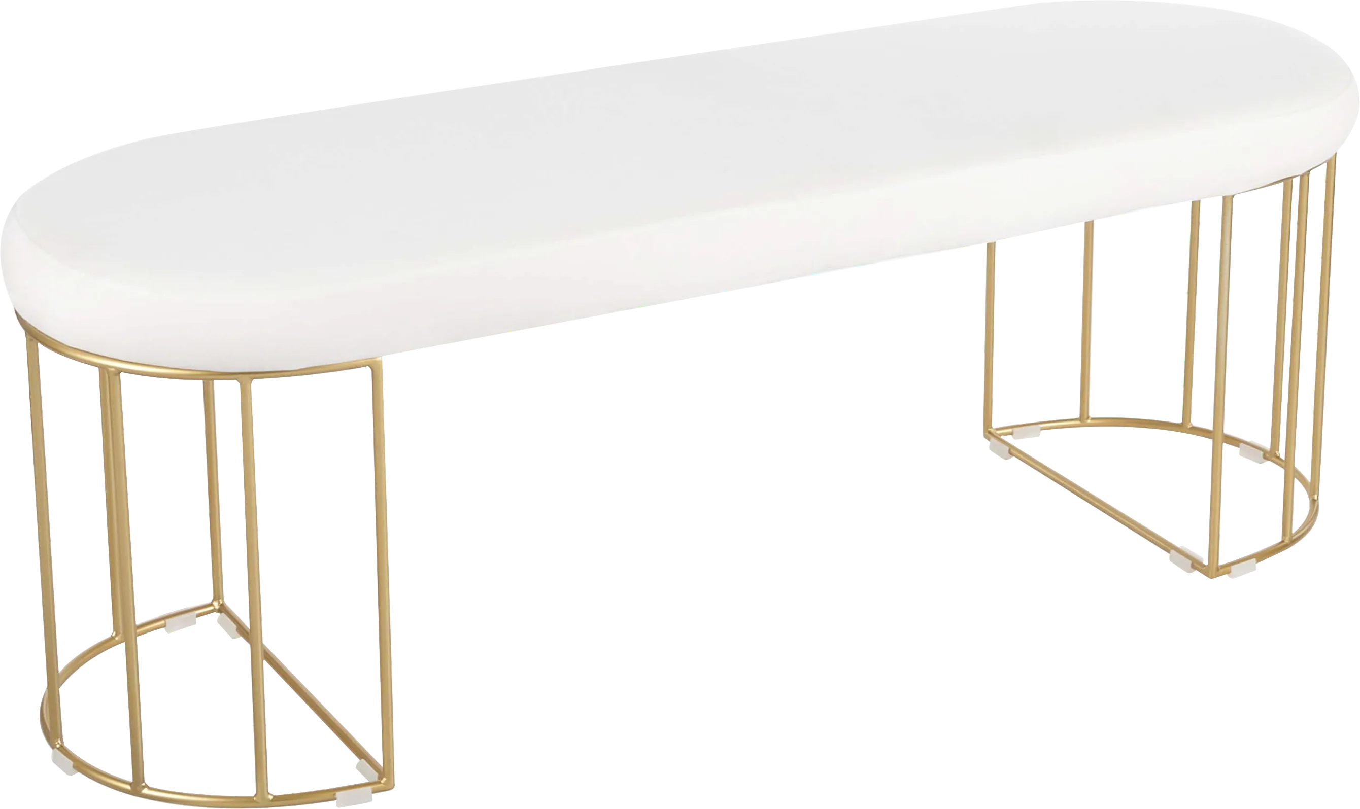 Filia White Velvet Bench - Thumbnail - Image 1