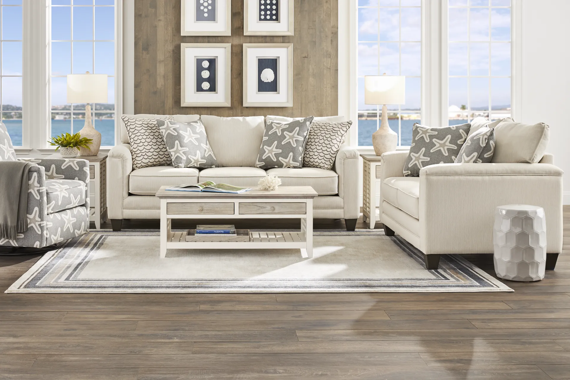 Brightwater Gray Starfish Swivel Rocker Chair - Image 1