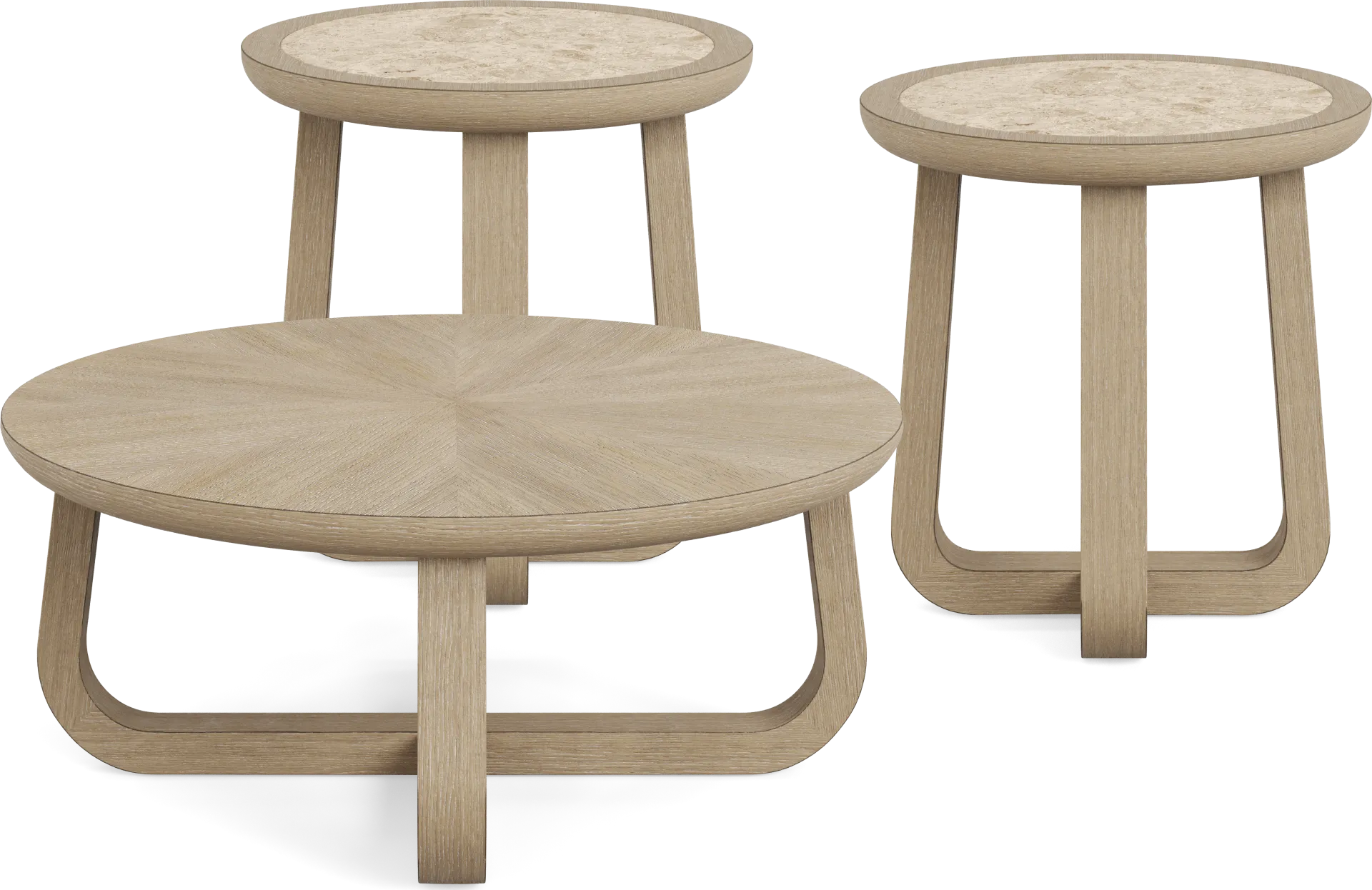 Canyon Sandstone 3 Pc Table Set with Stone Top End Tables - Image 1