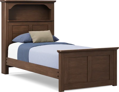 Kids South Bend Brown Cherry Twin Bookcase Bed