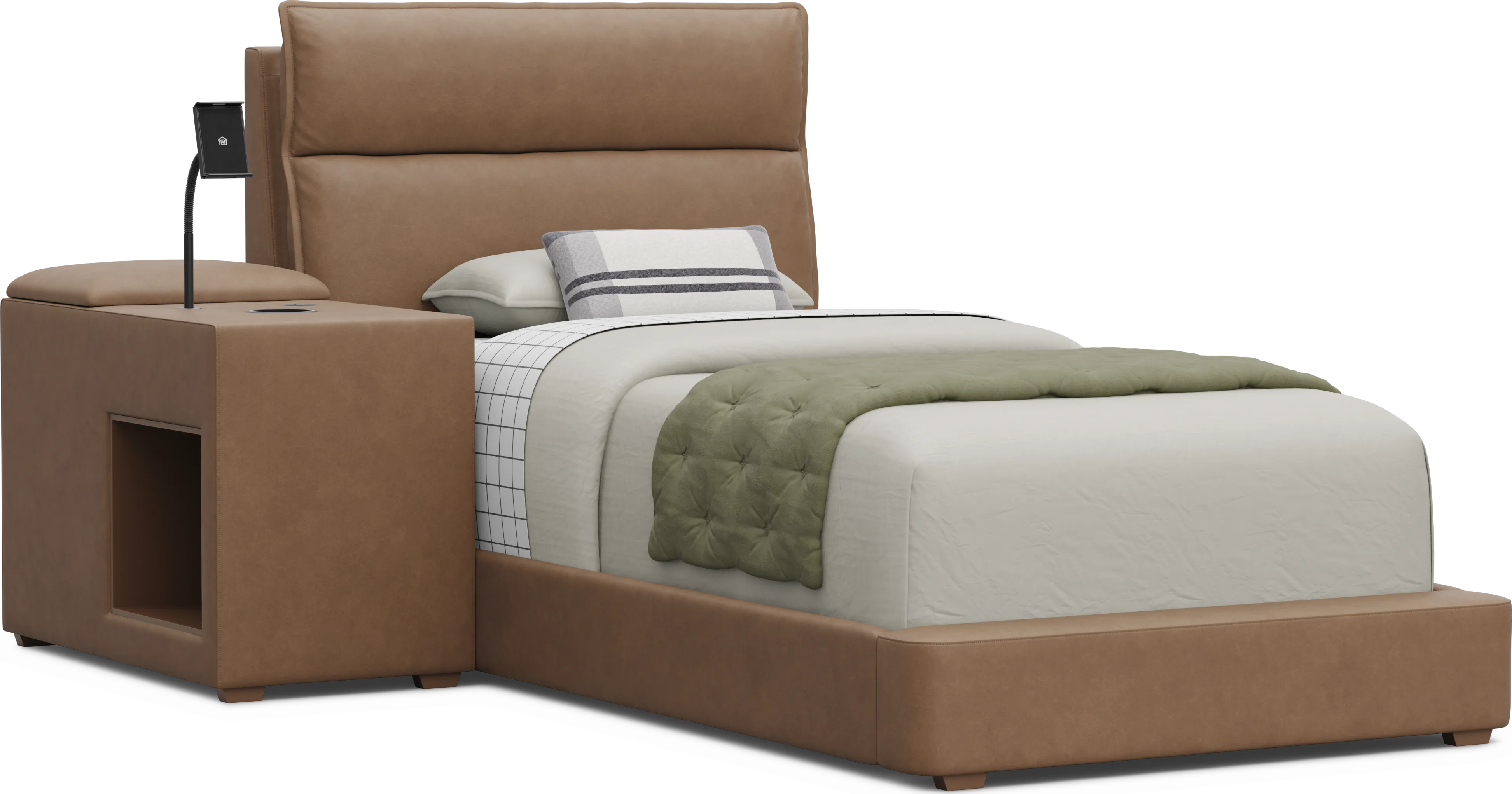Kids Cloud9 Saddle Twin Upholstered Bed with Nightstand - Thumbnail - Image 1