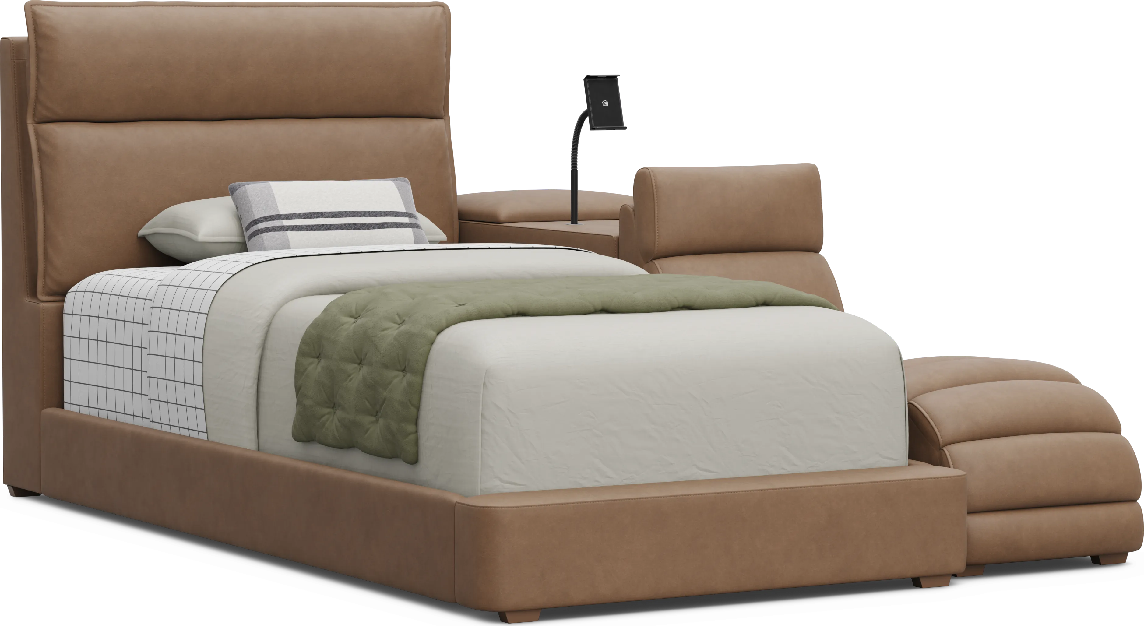 Kids Cloud9 Saddle Twin Upholstered Bed with Nightstand and Lounger - Thumbnail - Image 1