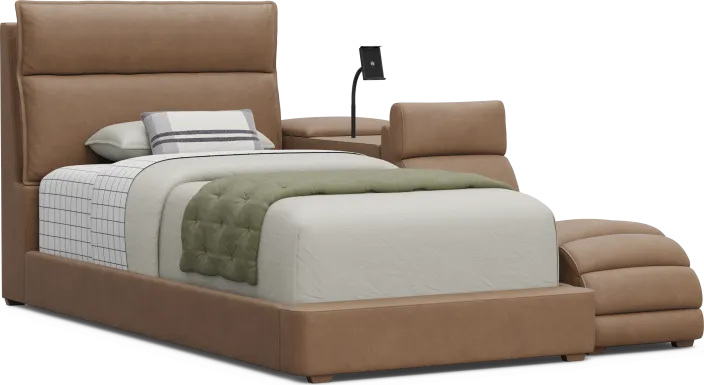 Kids Cloud9 Saddle Twin Upholstered Bed with Nightstand and Lounger