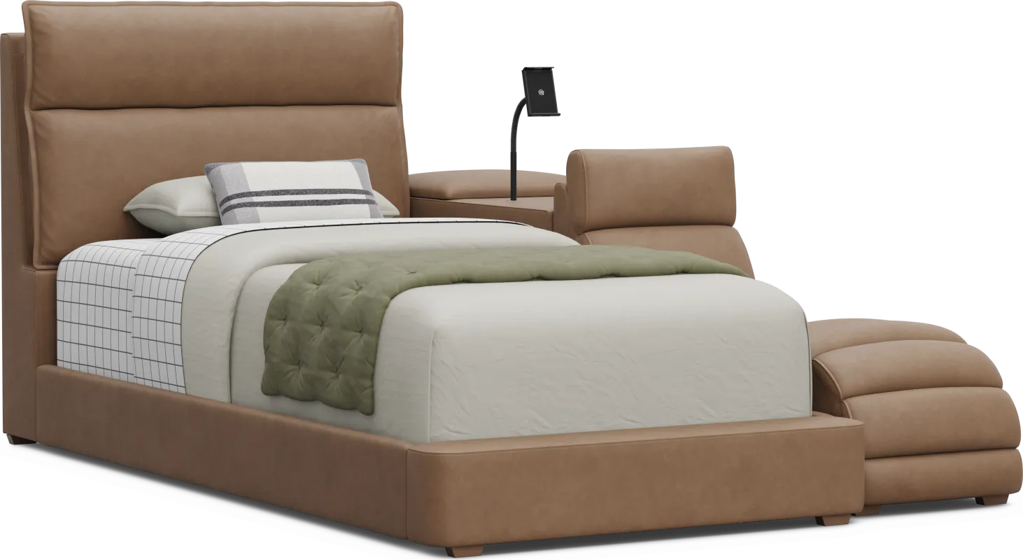 Kids Cloud9 Saddle Twin Upholstered Bed with Nightstand and Lounger