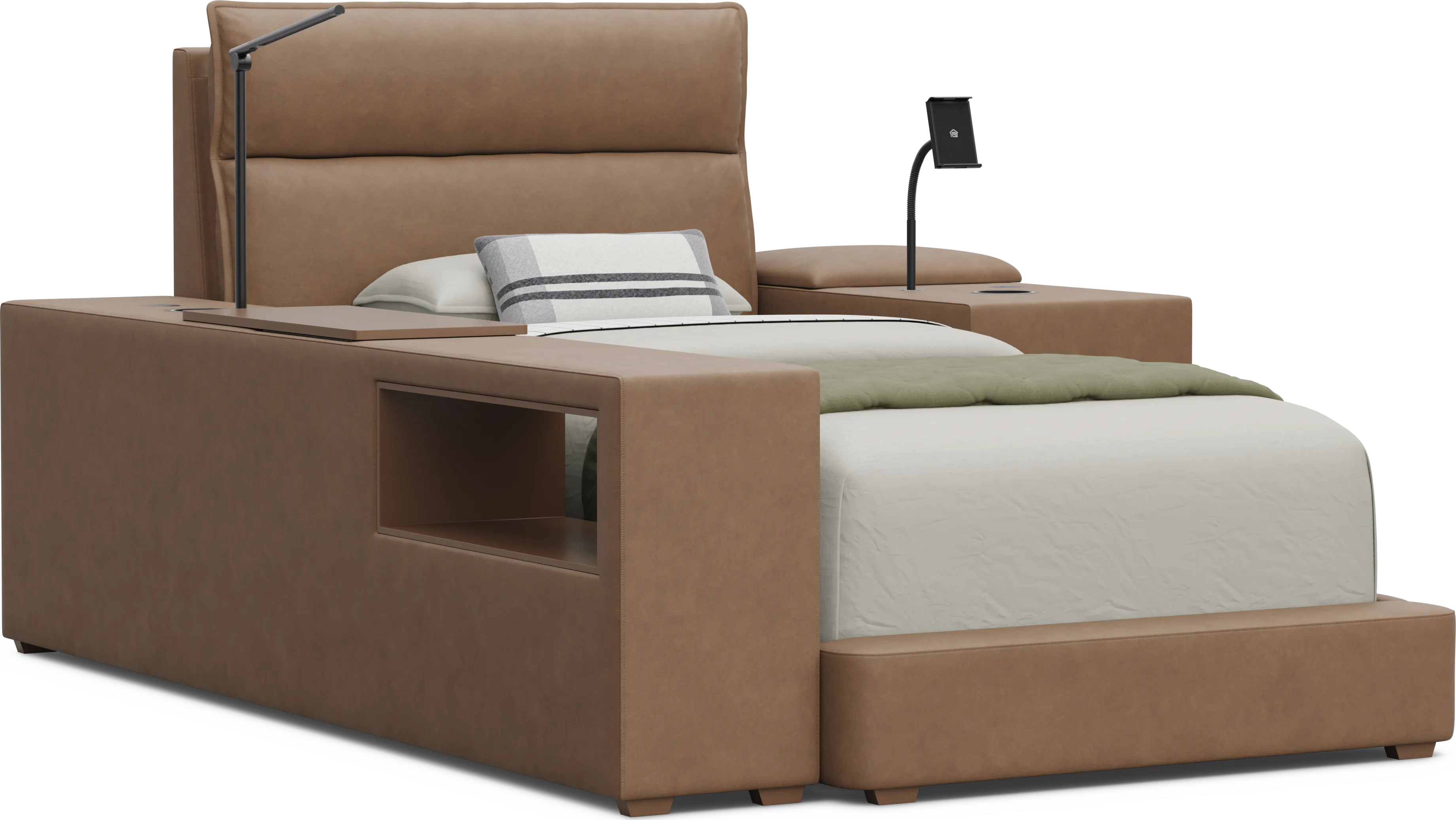 Kids Cloud9 Saddle Twin Upholstered Bed with Nightstand and Bookcase - Thumbnail - Image 1