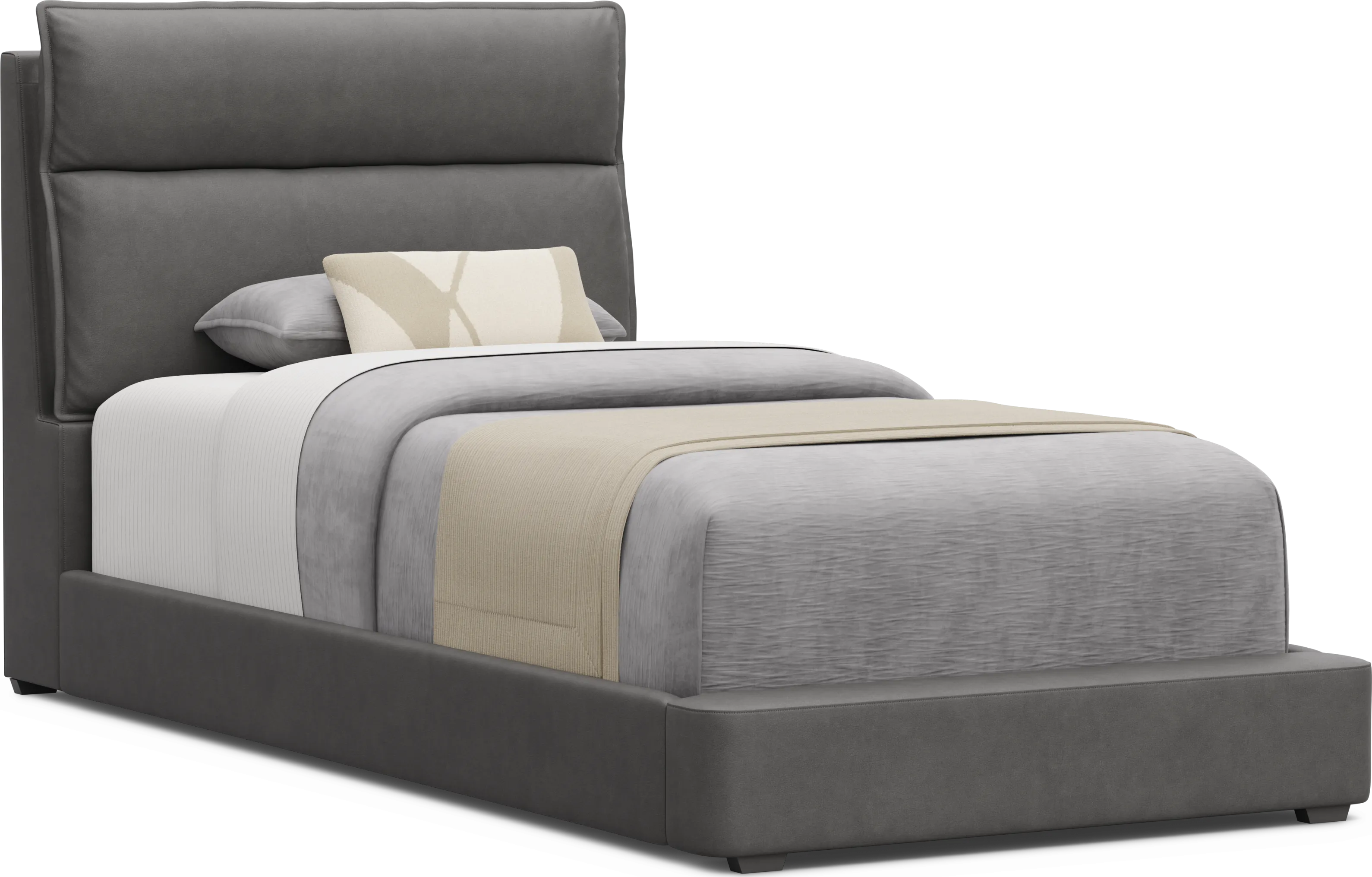 Kids Cloud9 Charcoal Twin Upholstered Bed - Thumbnail - Image 1