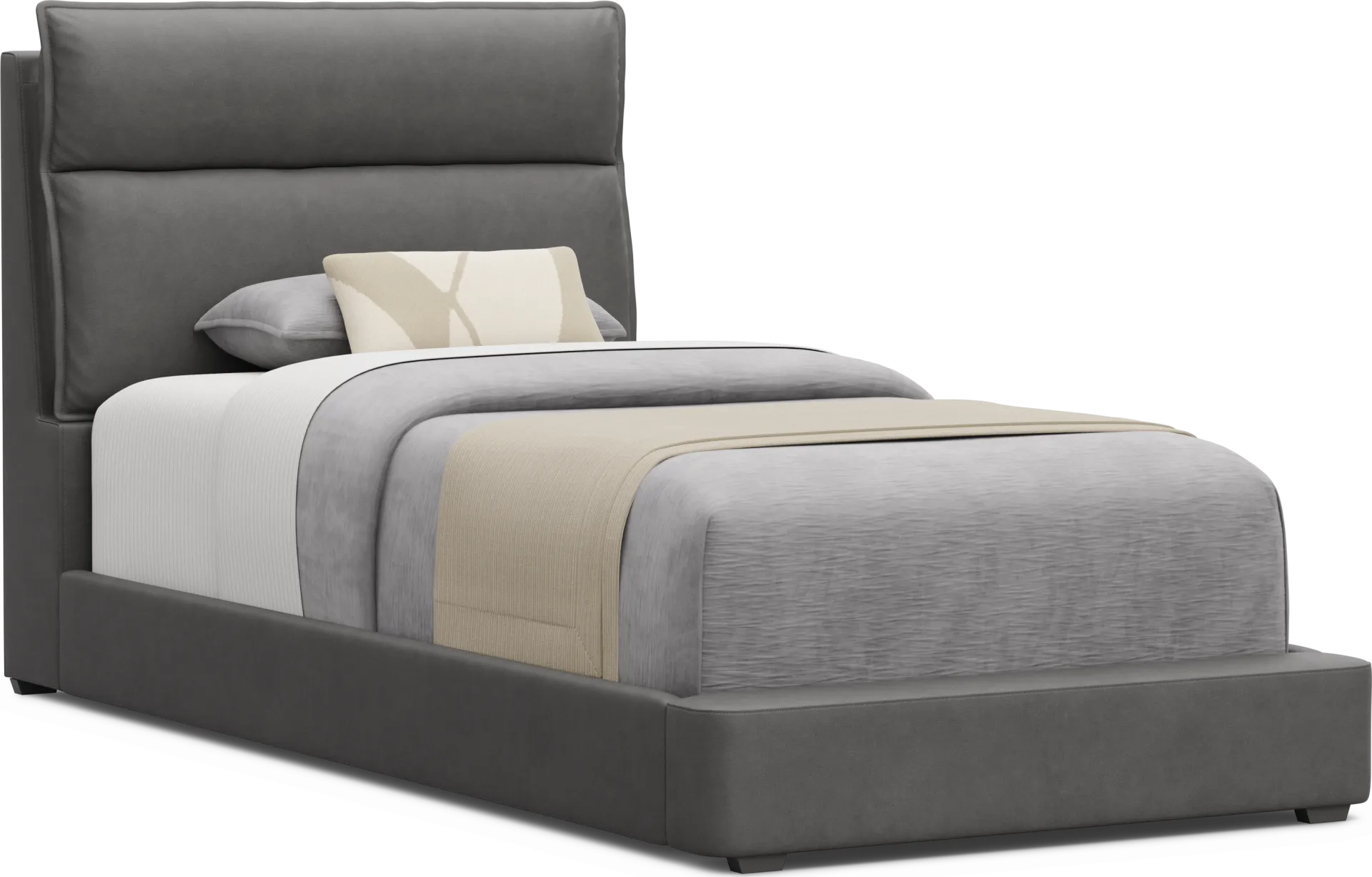 Kids Cloud9 Charcoal Twin Upholstered Bed - Image 1