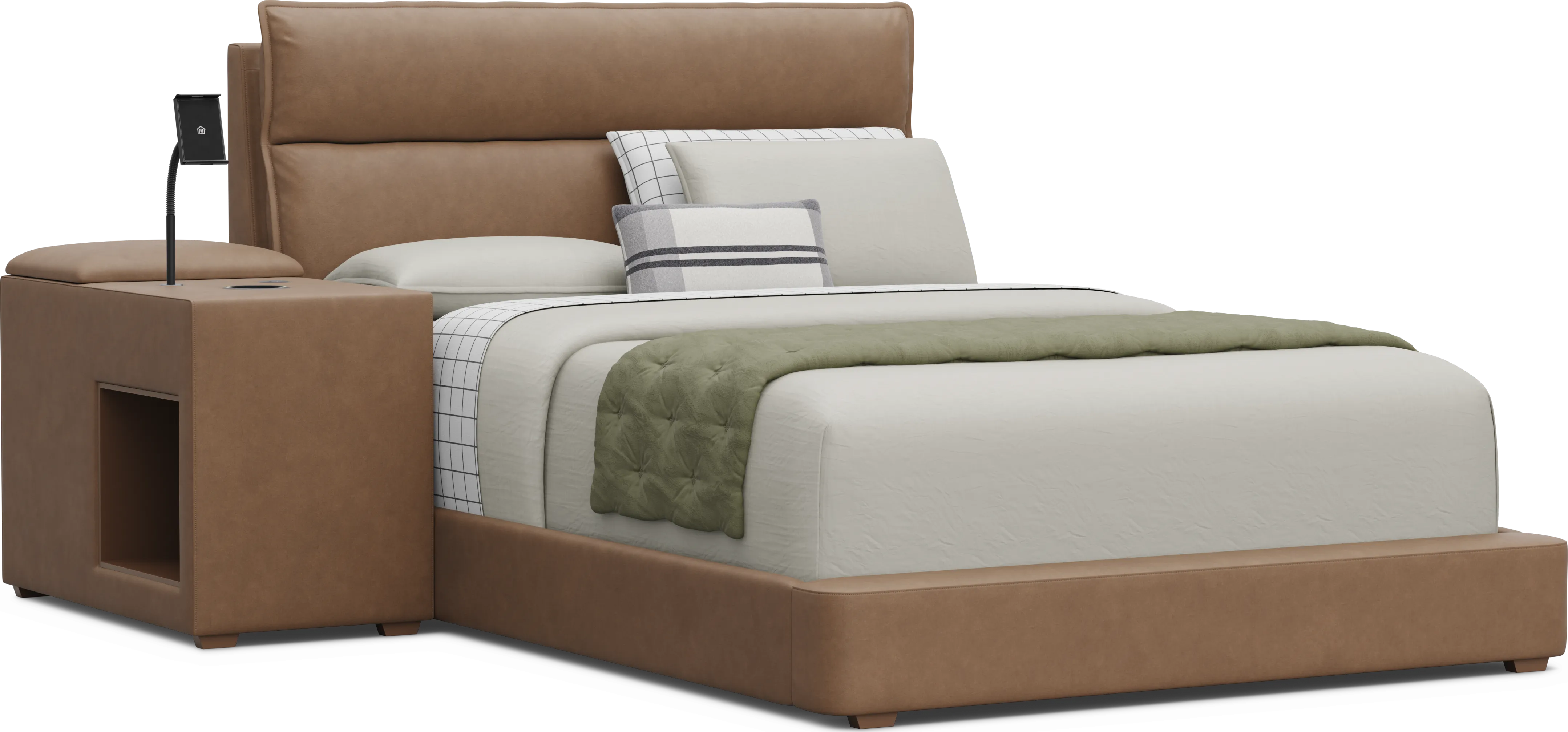 Kids Cloud9 Saddle Full Upholstered Bed with Nightstand - Thumbnail - Image 1