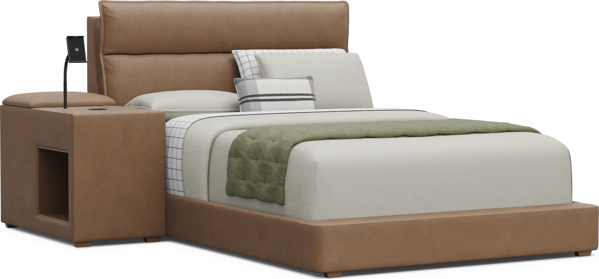 Kids Cloud9 Saddle Full Upholstered Bed with Nightstand - Image 1