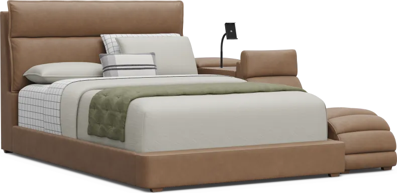 Kids Cloud9 Saddle Full Upholstered Bed with Nightstand and Lounger