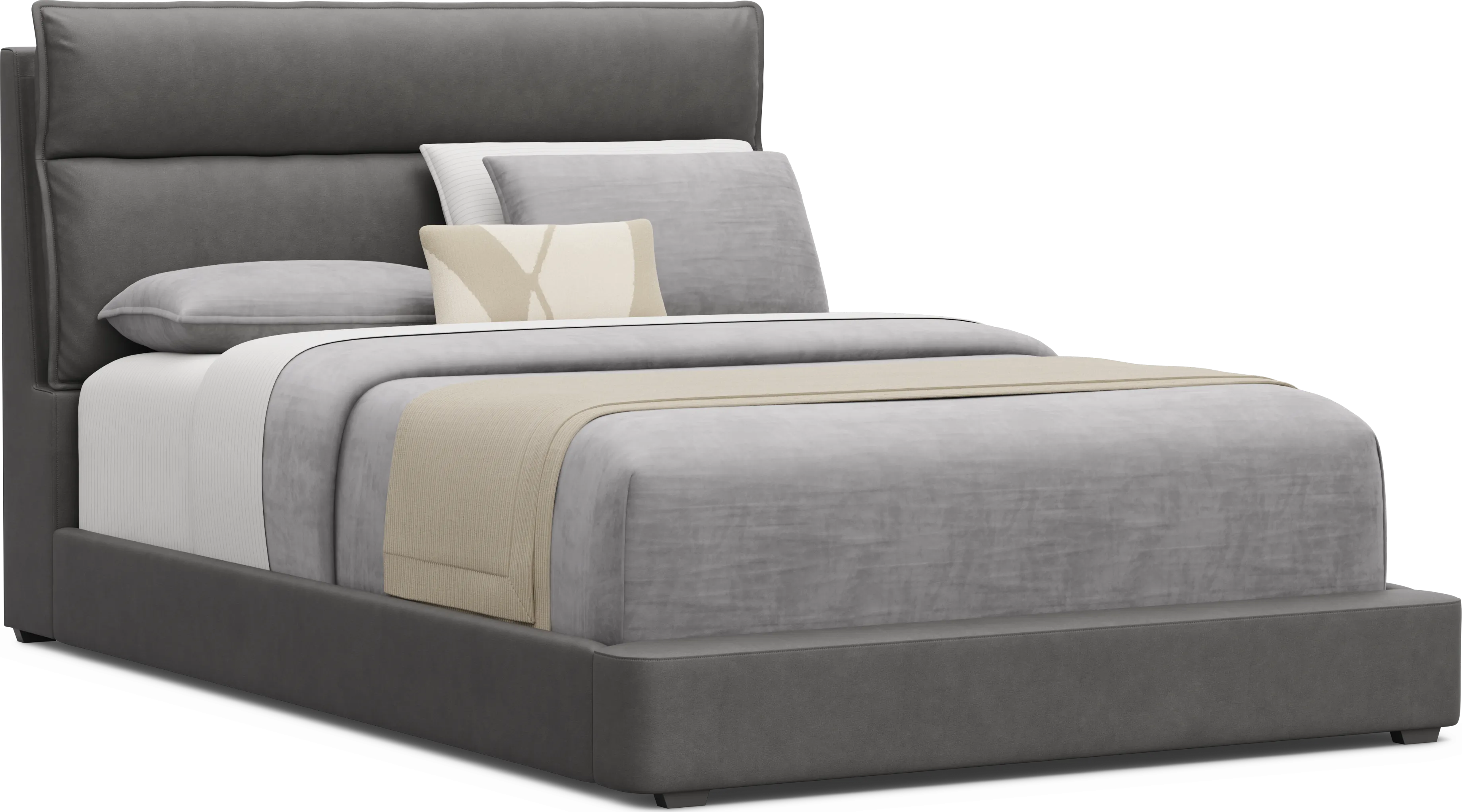 Kids Cloud9 Charcoal Full Upholstered Bed - Thumbnail - Image 1