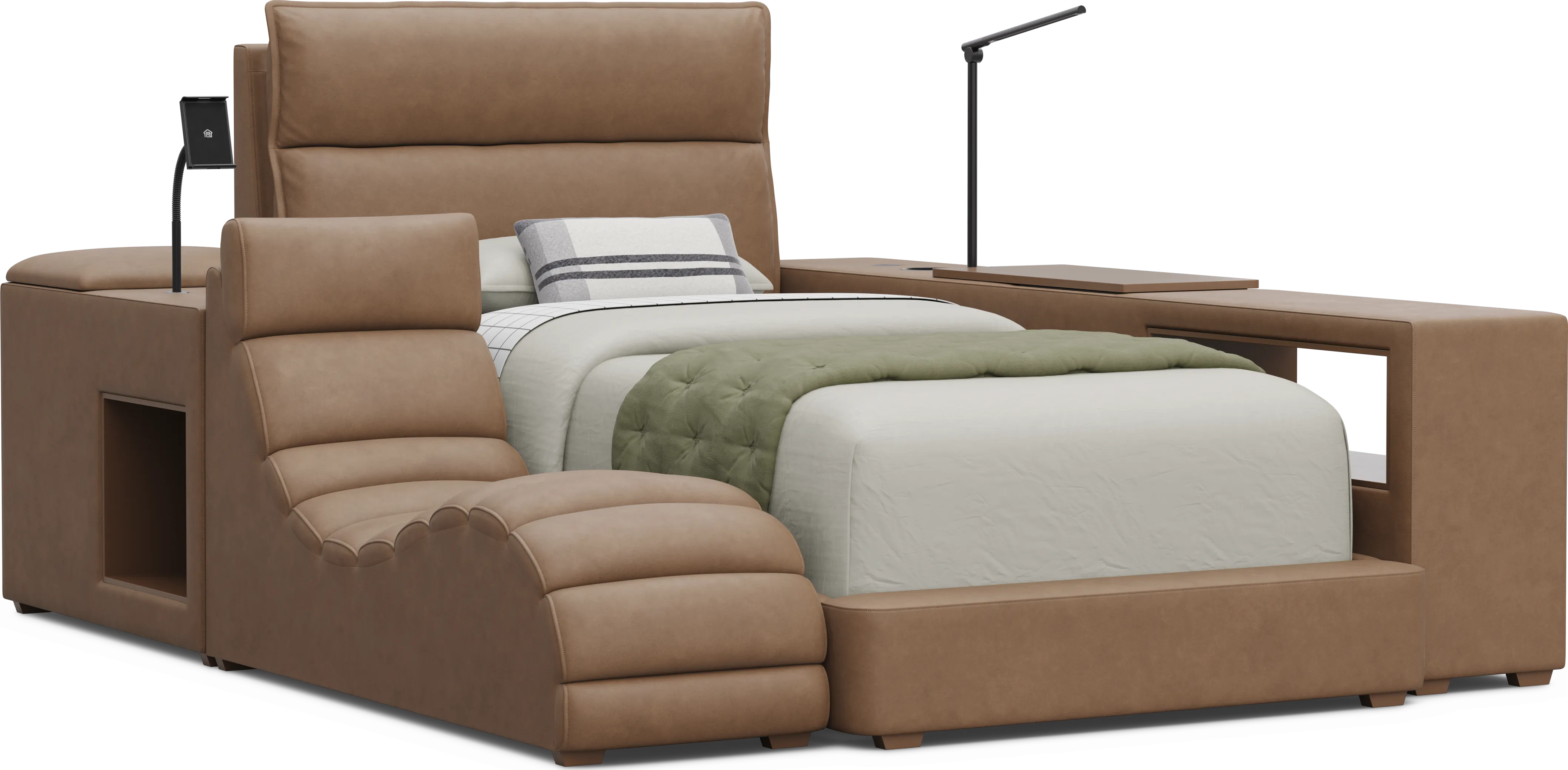 Kids Cloud9 Saddle Twin Upholstered Bed with Nightstand, Lounger and Bookcase - Thumbnail - Image 1