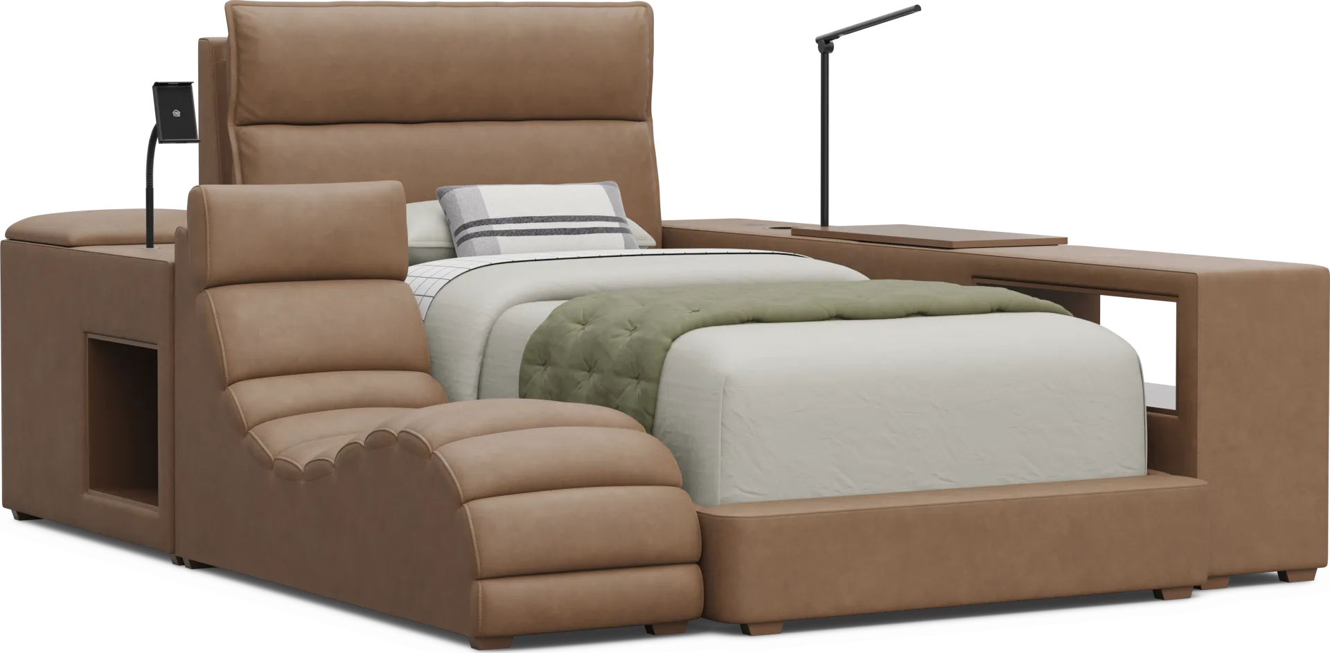 Kids Cloud9 Saddle Twin Upholstered Bed with Nightstand, Lounger and Bookcase - Image 2