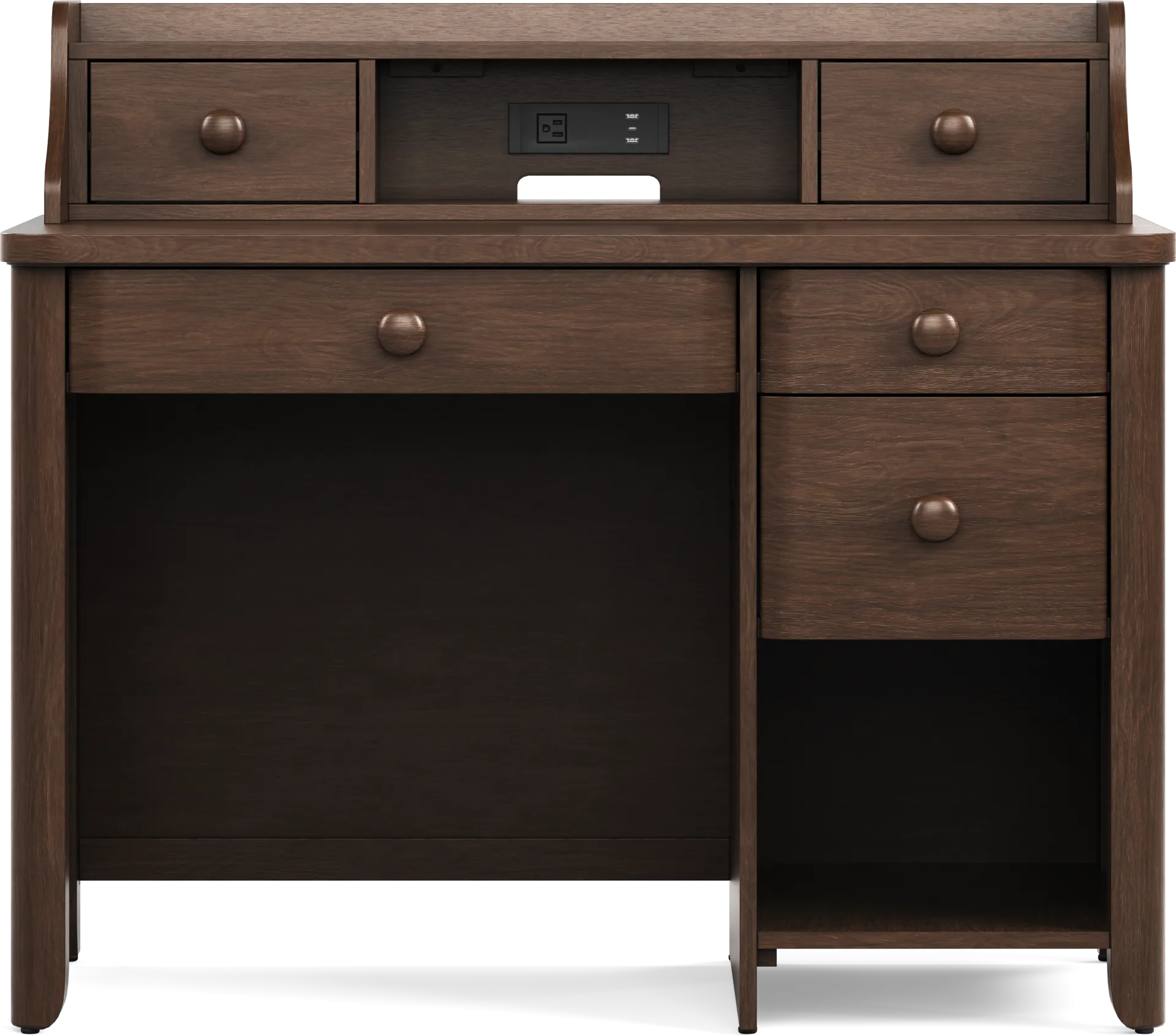 Kids South Bend Brown Cherry Desk and Hutch - Image 1