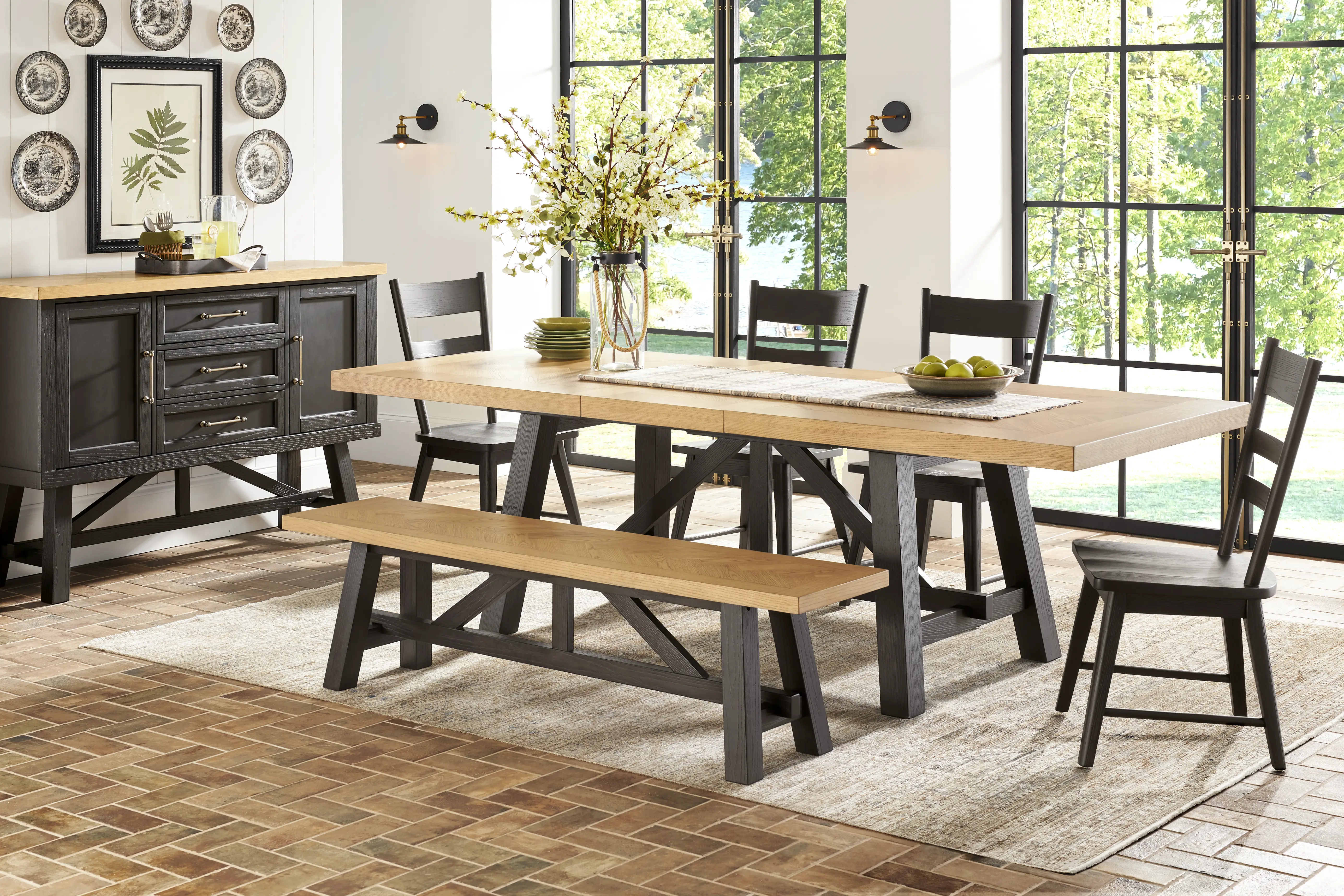 Chastain Park Black 6 Pc Dining Room with Bench - Thumbnail - Image 1