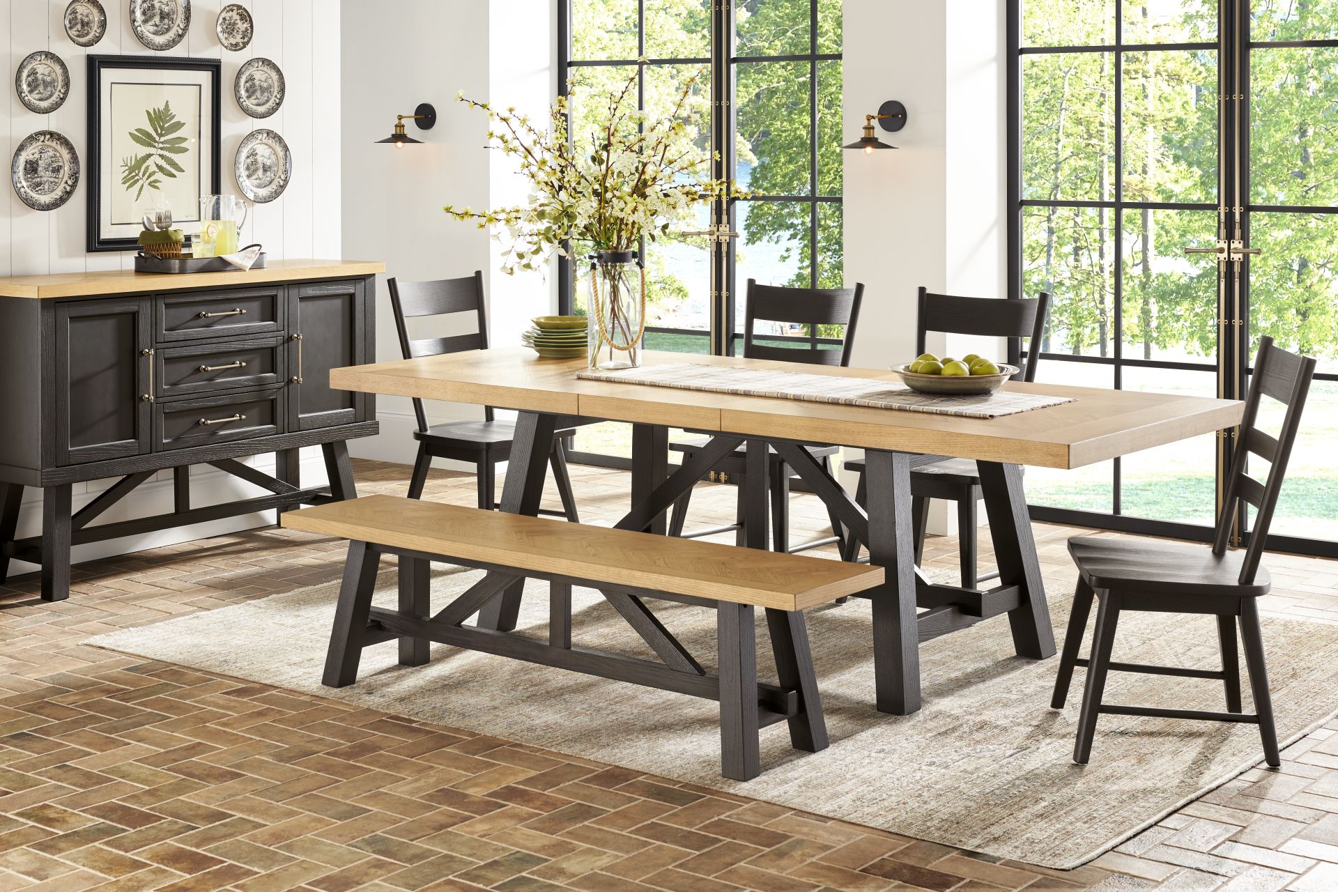 Chastain Park Black 6 Pc Dining Room with Bench - Image 1