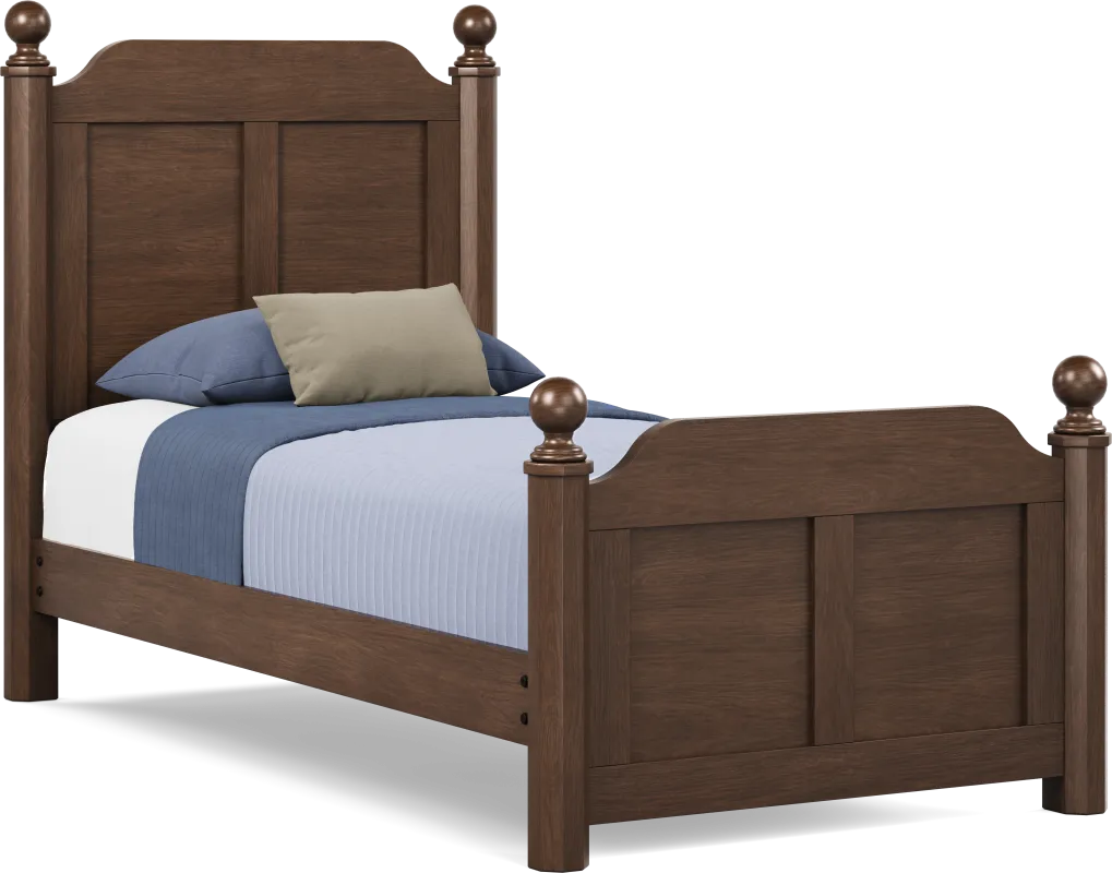 Kids South Bend Brown Cherry Twin Poster Bed