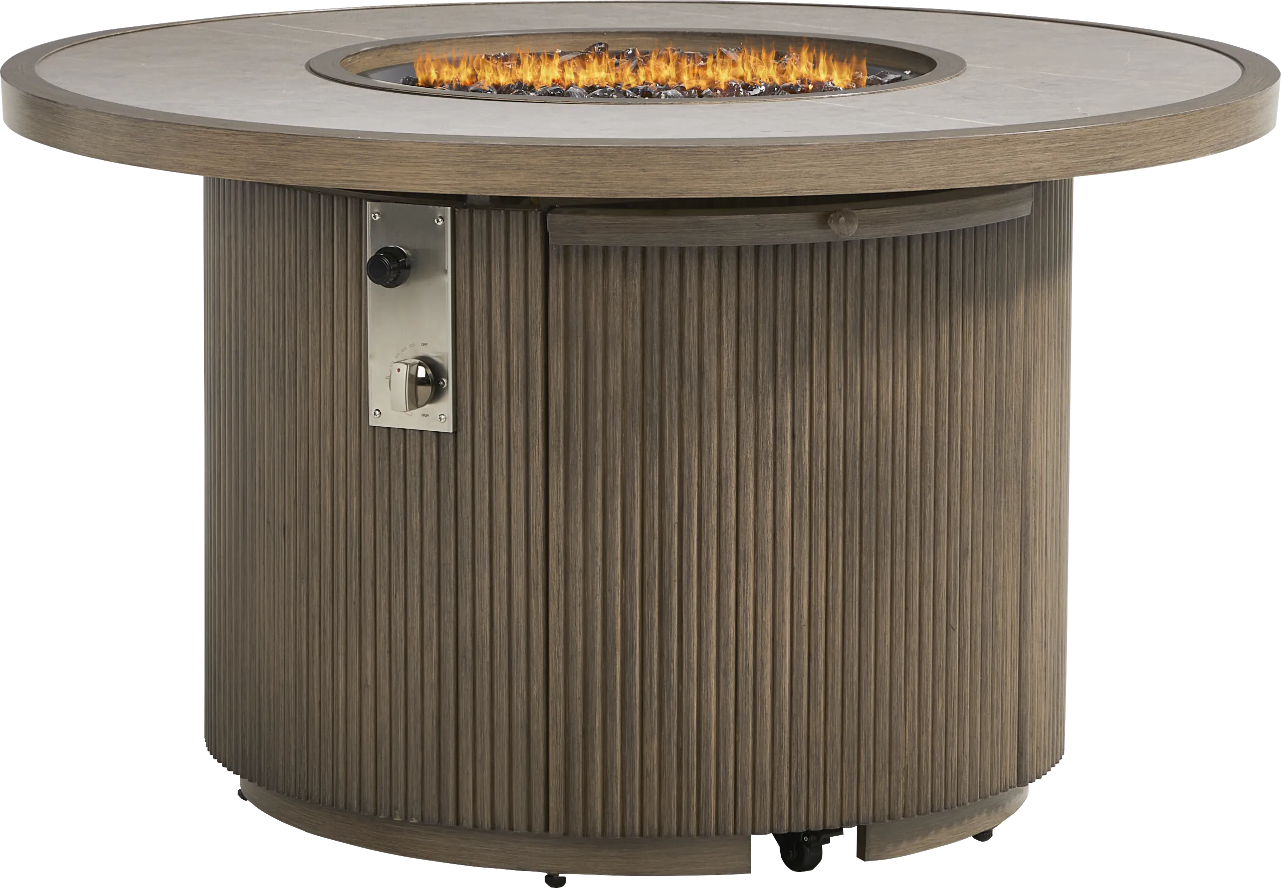 Point Reyes Brown 5 Pc Outdoor Fire Pit Swivel Chat Set - Thumbnail - Image 2