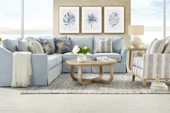 Pacific Grove Blue Slipcover 2 Pc Sectional