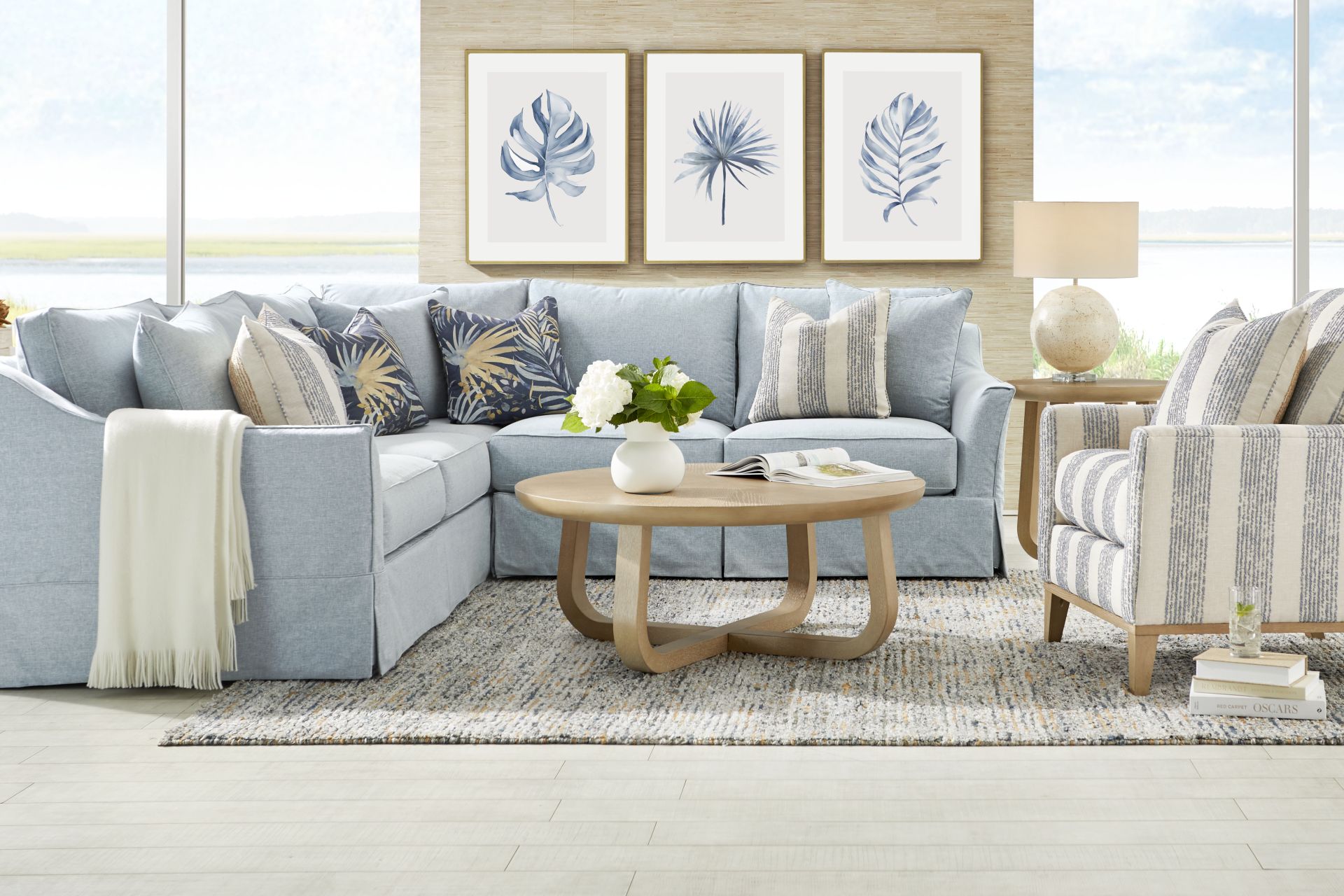 Pacific Grove Blue Slipcover 2 Pc Sectional - Image 2
