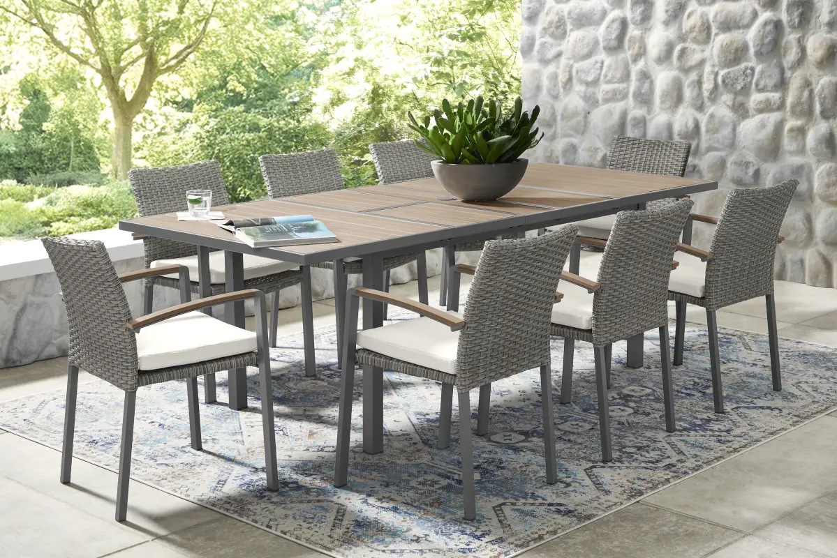 Randolph Gray 9 Pc Outdoor Extension Dining Set