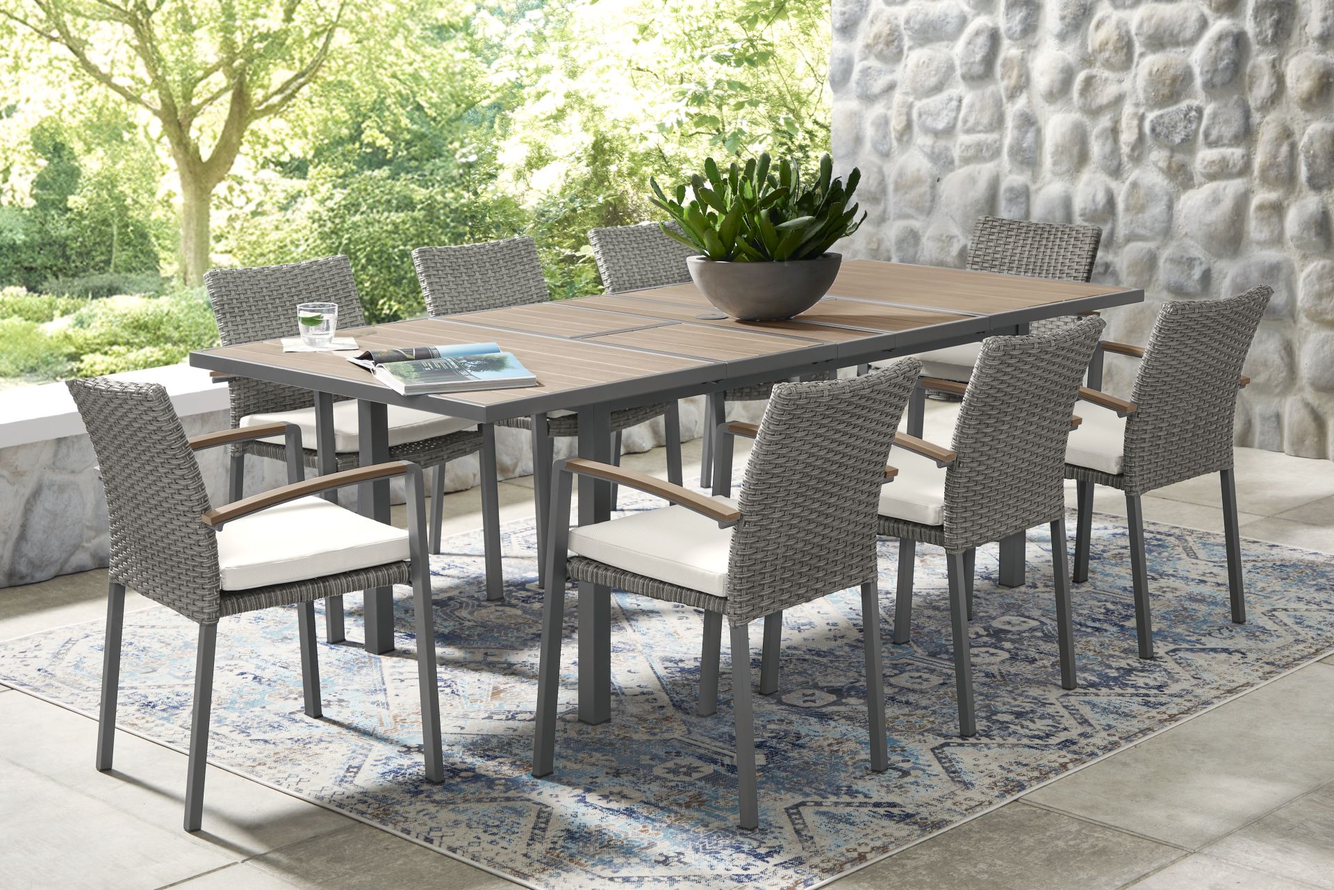 Randolph Gray 9 Pc Outdoor Extension Dining Set - Image 1