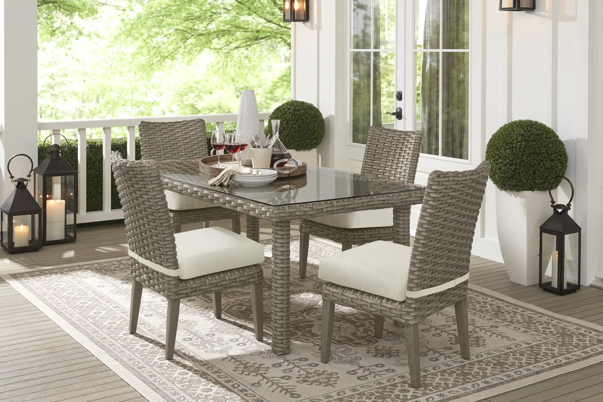 Siesta Key Driftwood 5 Pc Outdoor Dining Set with Desert Cushions