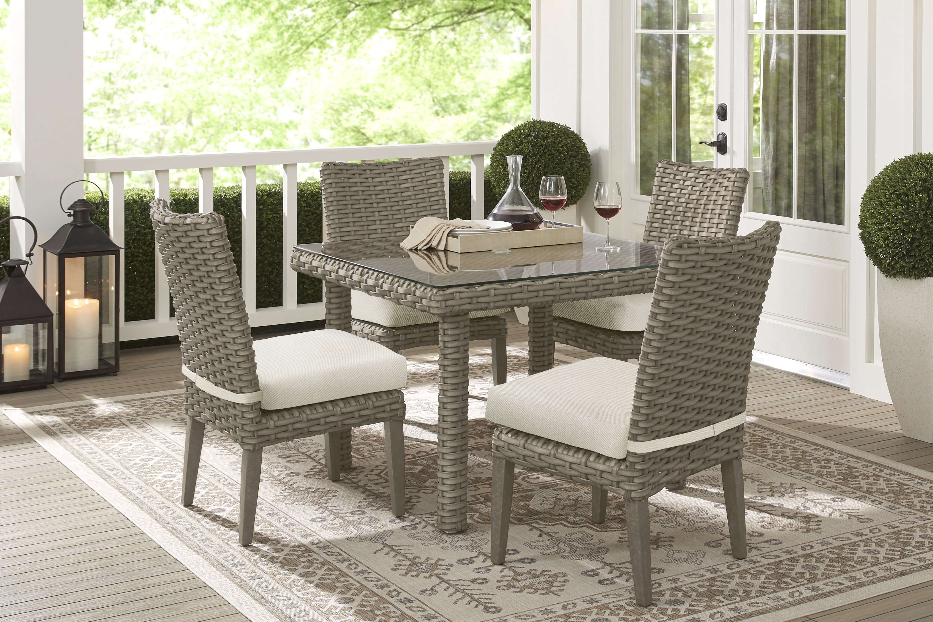 Siesta Key Driftwood Finish Outdoor Side Chair with Desert Cushion - Thumbnail - Image 2