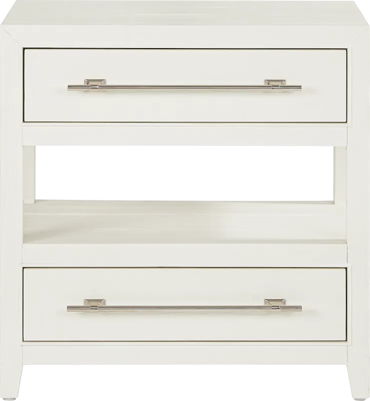 Aruba White 2 Drawer Nightstand