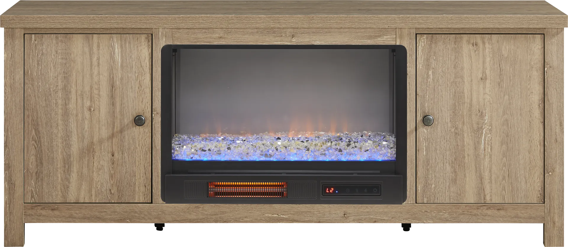 High Mountain Natural 66 in. Console with Electric Fireplace - Image 1