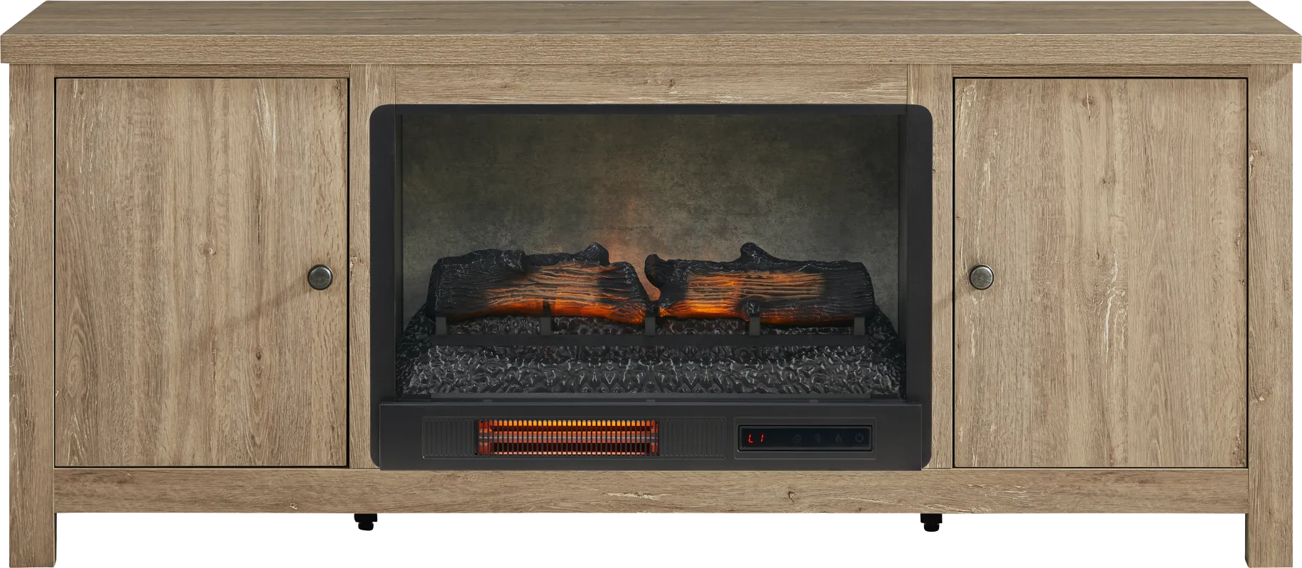 High Mountain Natural 66 in. Console with Electric Log Fireplace