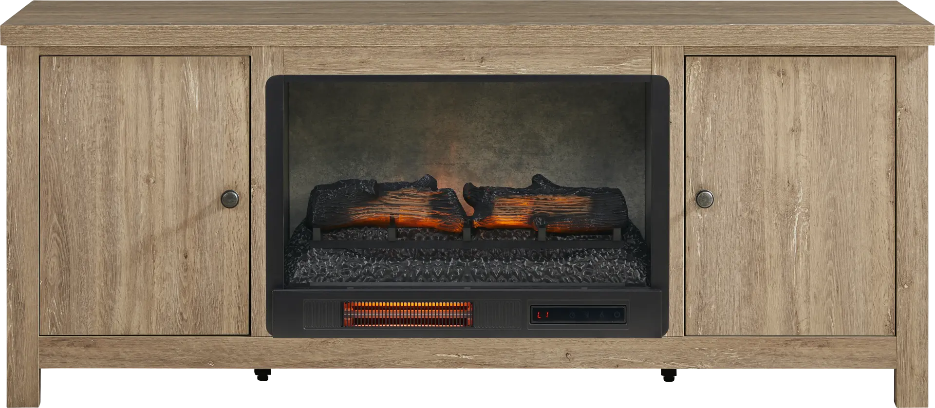 High Mountain Natural 66 in. Console with Electric Log Fireplace