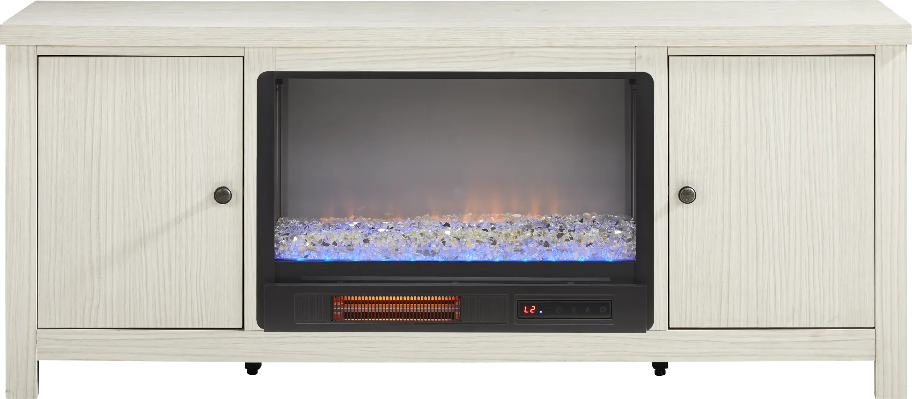 High Mountain White 66 in. Console with Electric Fireplace