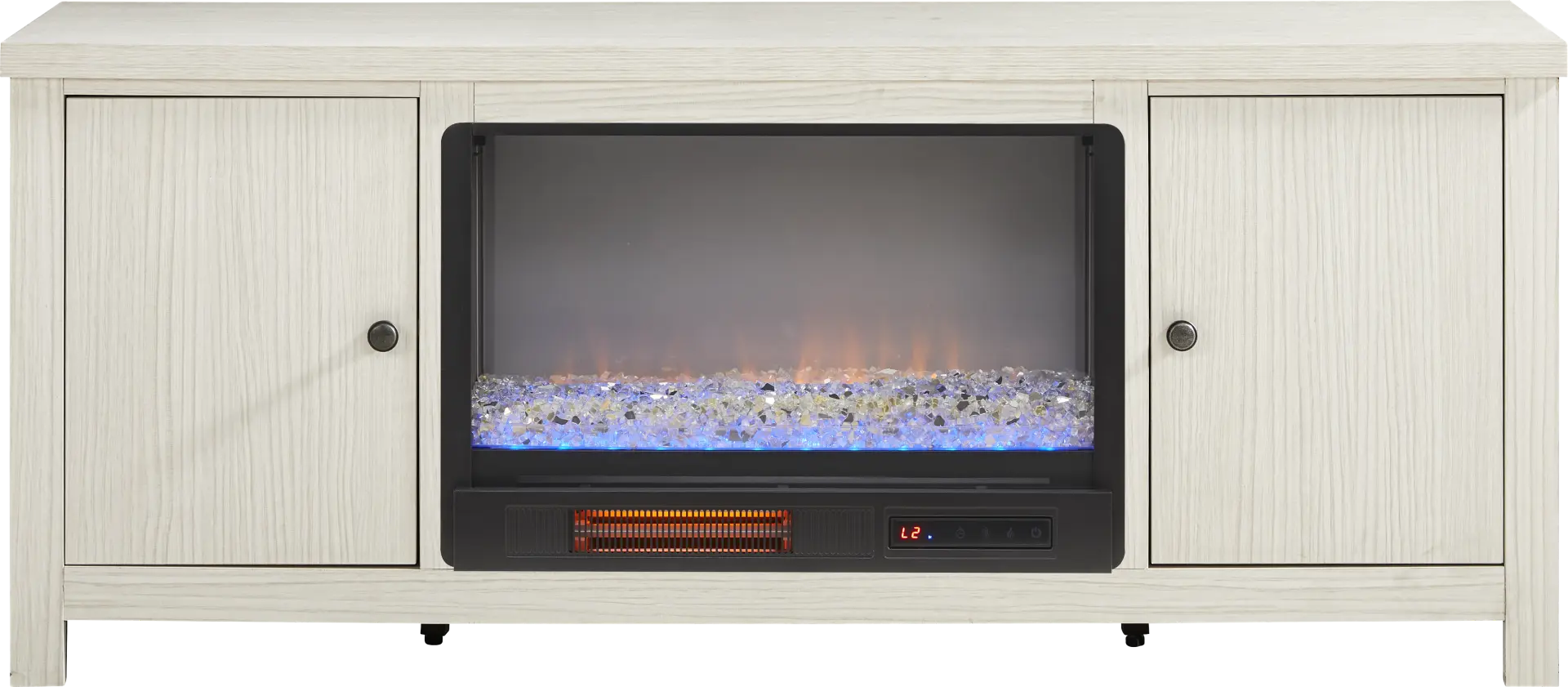 High Mountain White 66 in. Console with Electric Fireplace