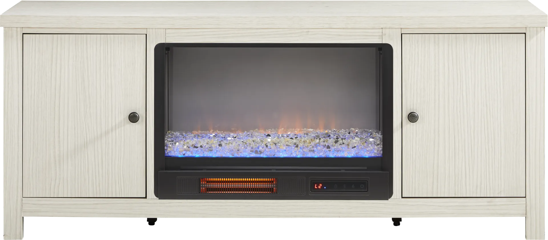 High Mountain White 66 in. Console with Electric Fireplace - Image 1