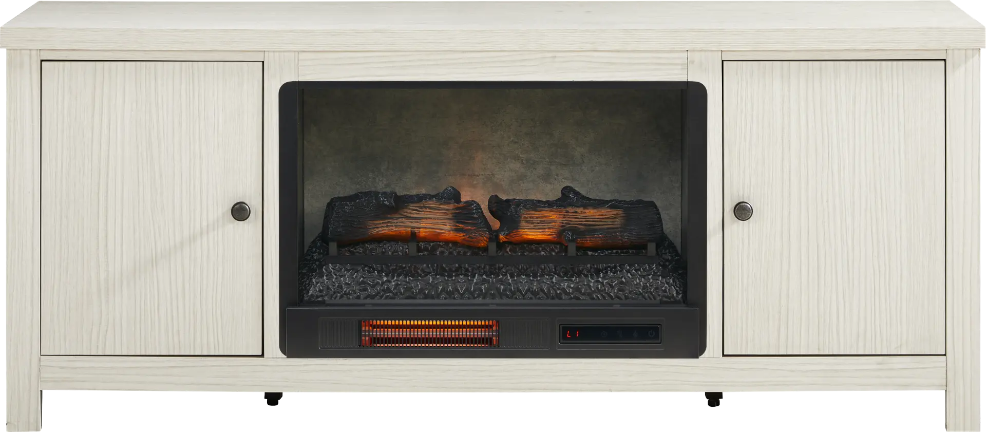 High Mountain White 66 in. Console with Electric Log Fireplace